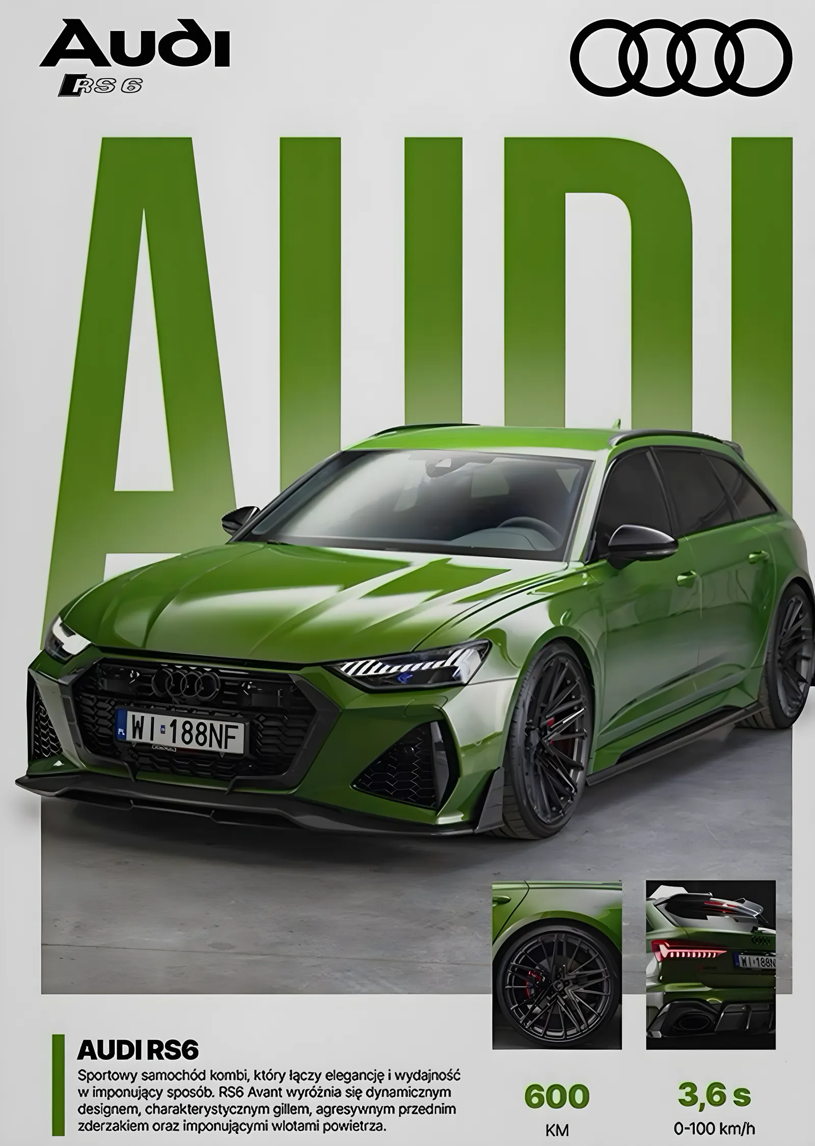 Audi RS6 metal tablo