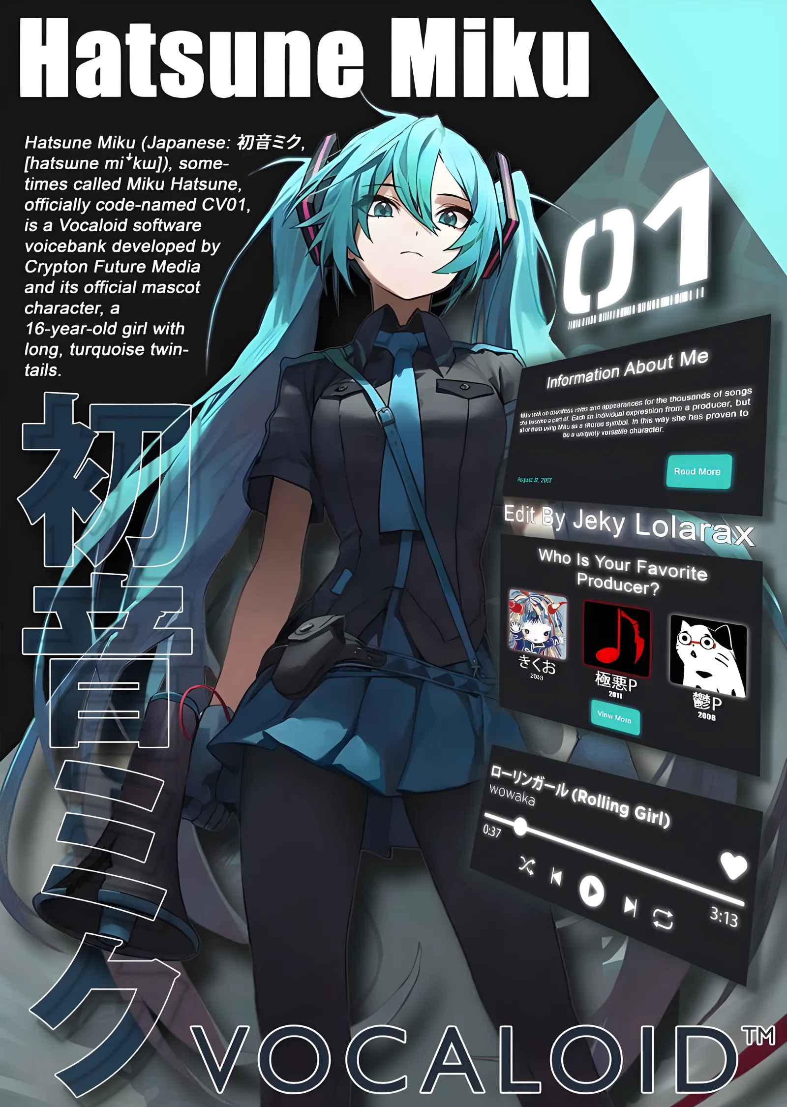 Hatsune Miku - Vocaloid CV01 metal tablo