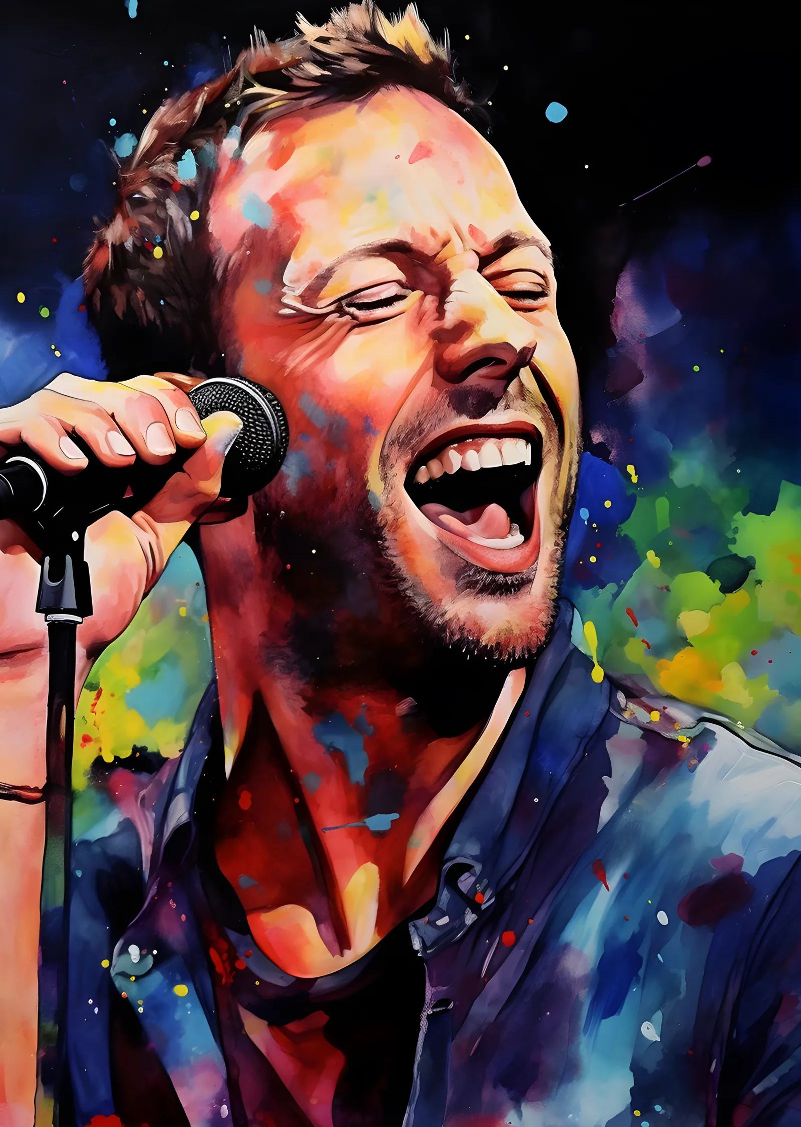 Chris Martin: Suluboya Sahne metal tablo