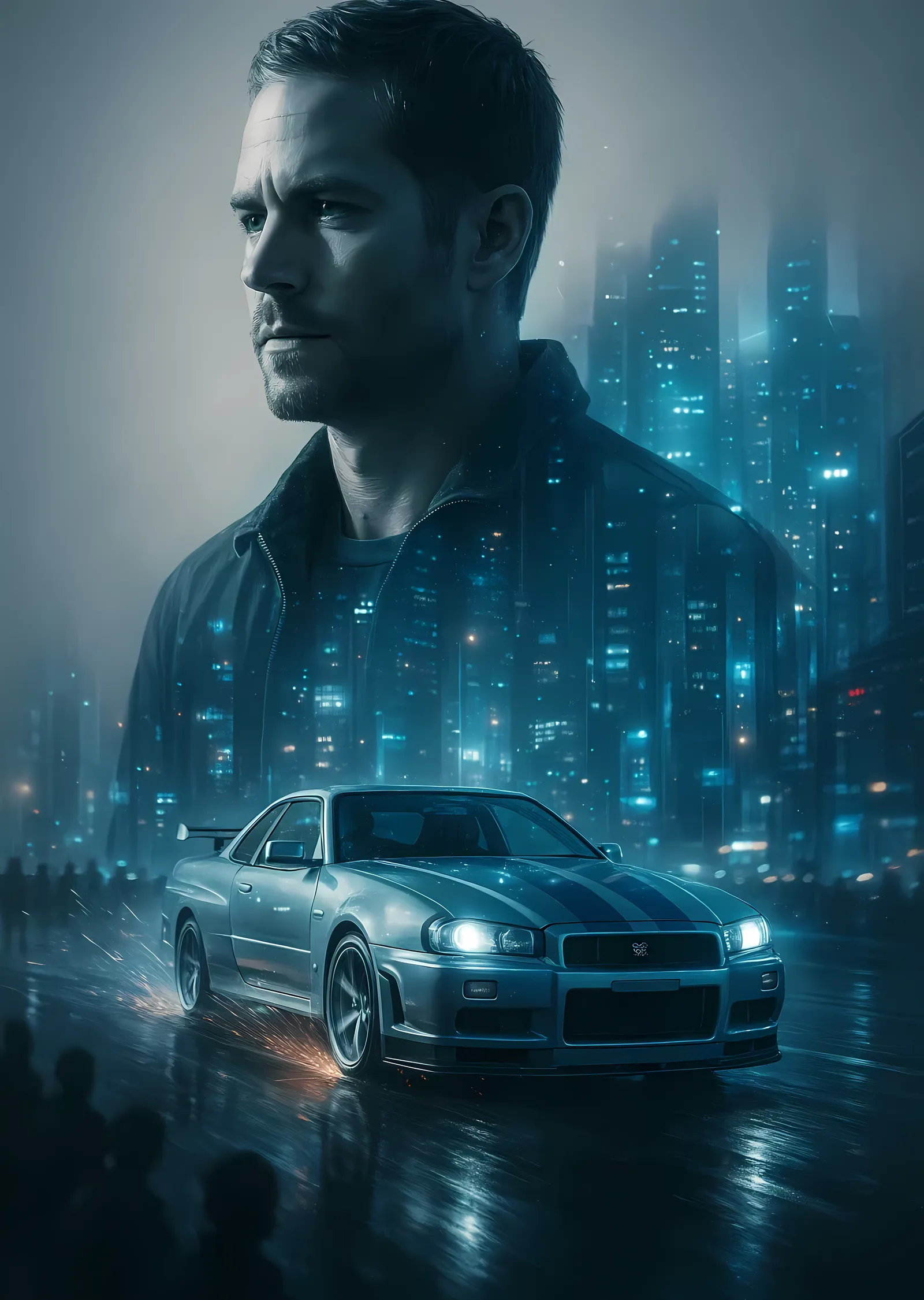 Fast & Furious - Paul Walker ve Skyline metal tablo