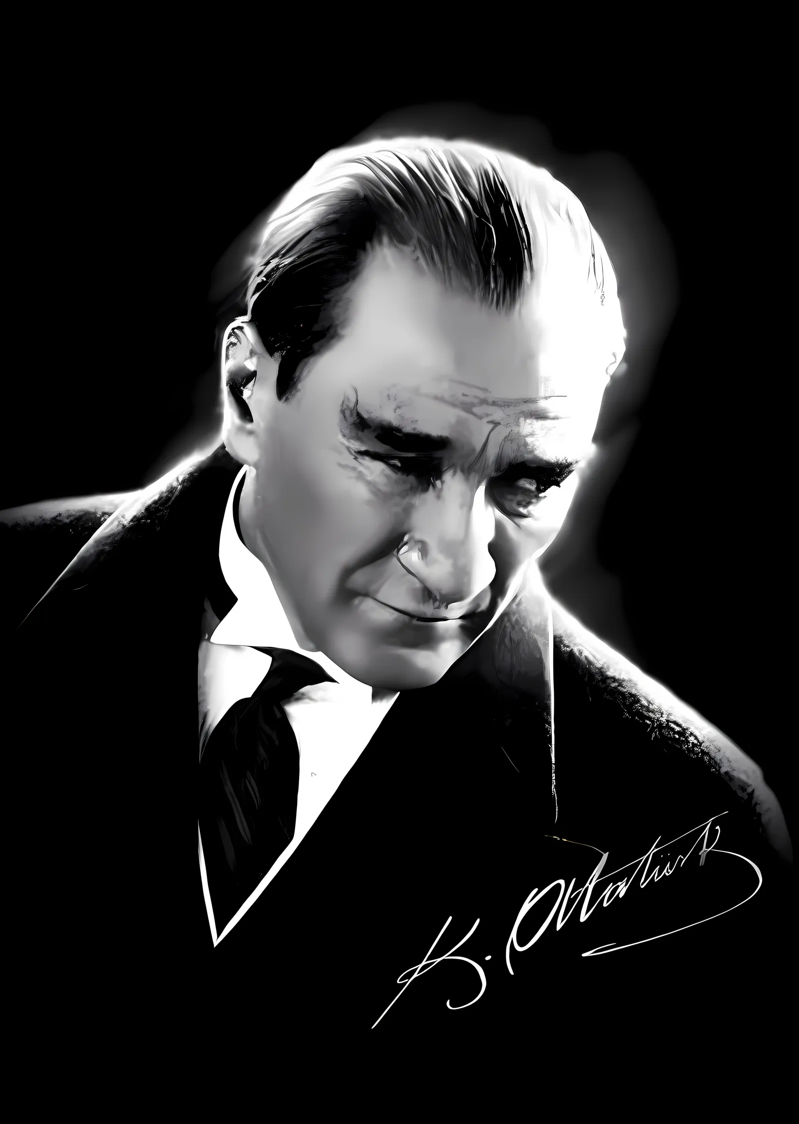 Atatürk: Siyah Beyaz Portre metal tablo
