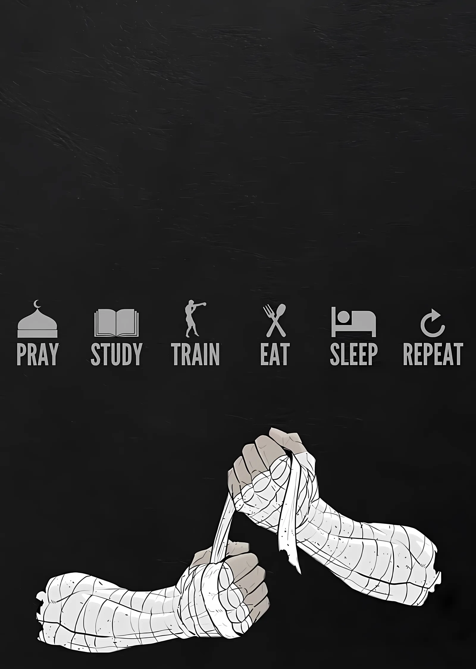 Namaz, Ders Çalış, Antrenman, Ye, Uyu, Tekrarla metal tablo