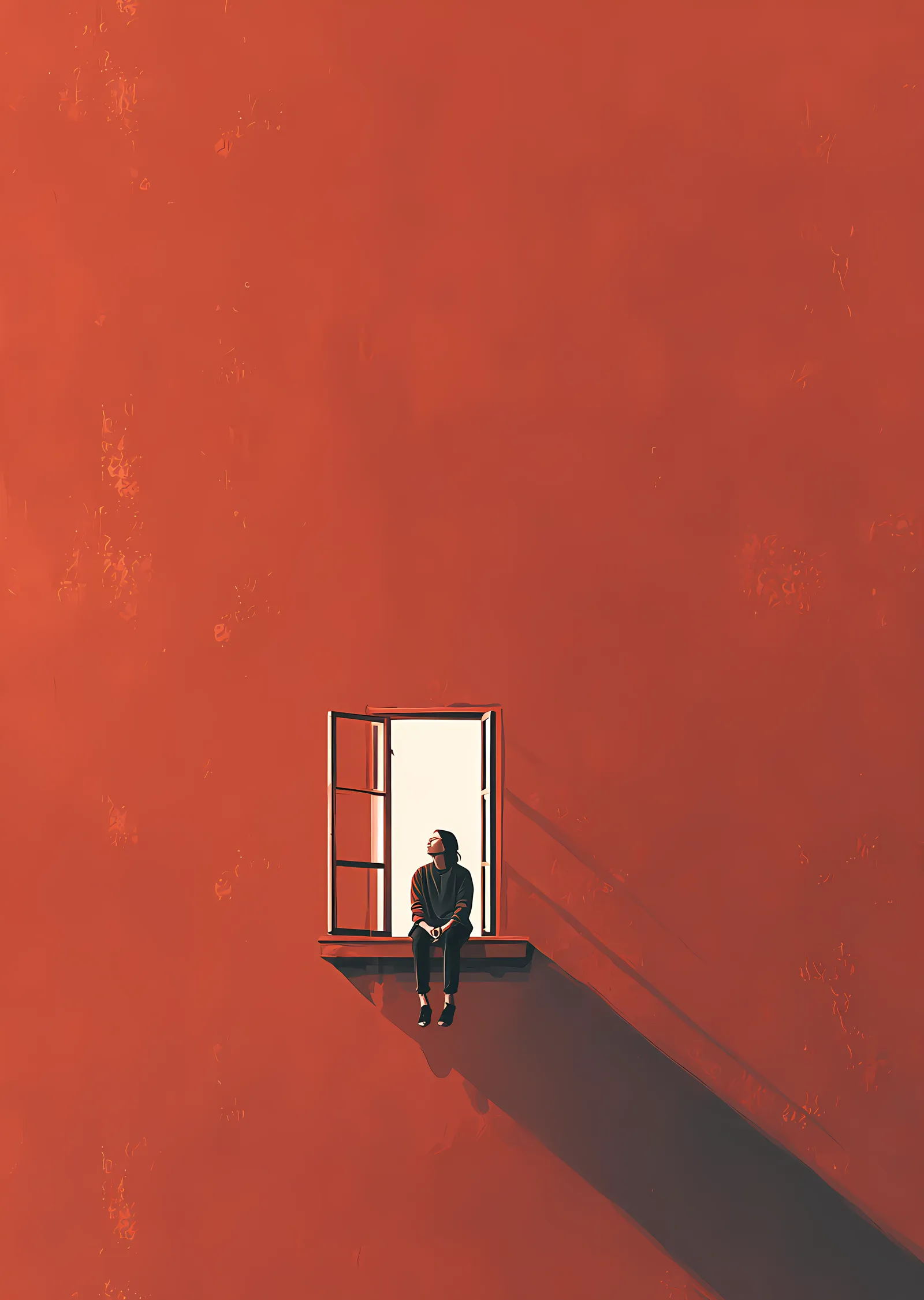 Kızıl Duvarda Pencere metal tablo