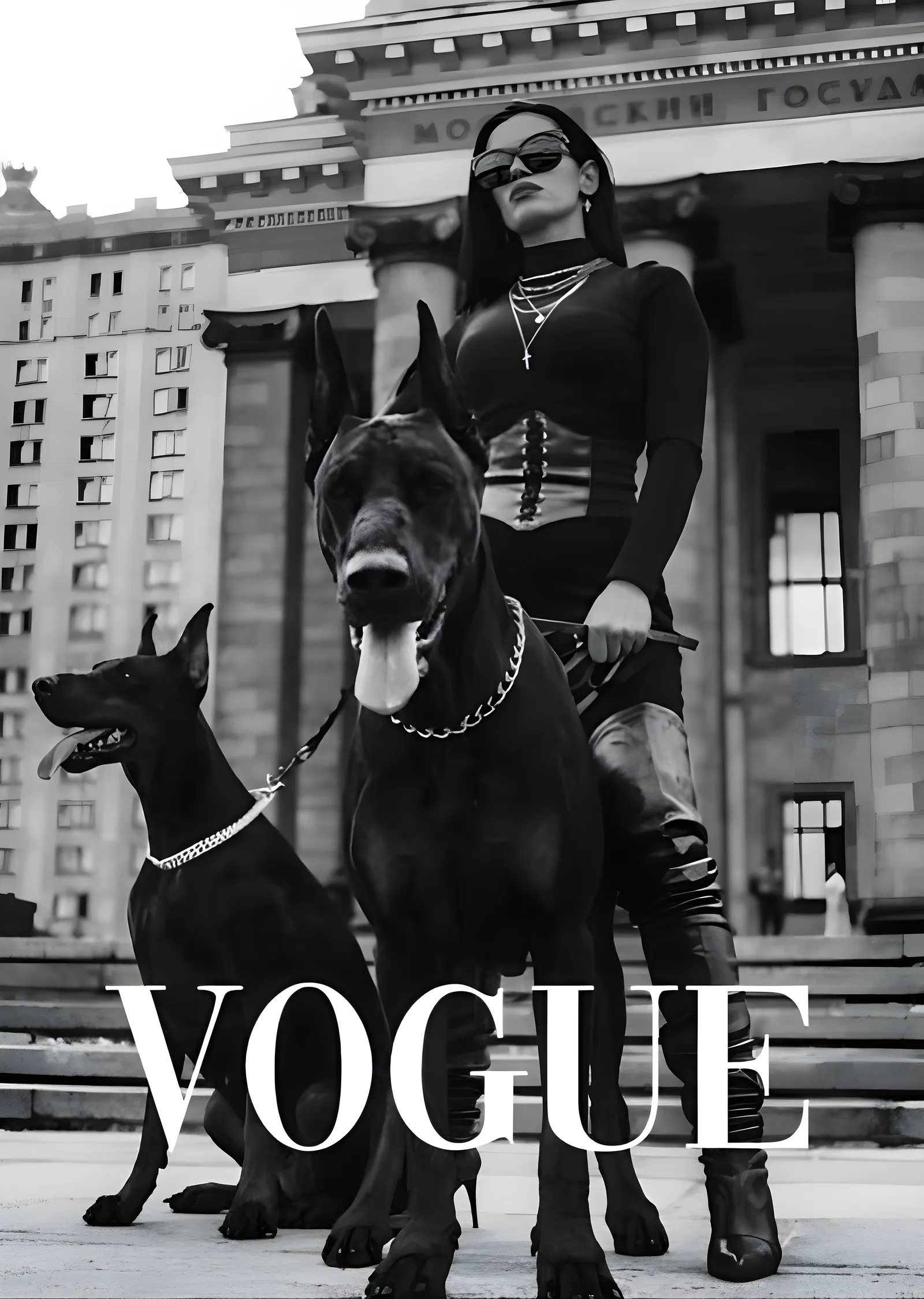 VOGUE'da Moda ve Hayvanların Klasik Bir Buluşması metal tablo
