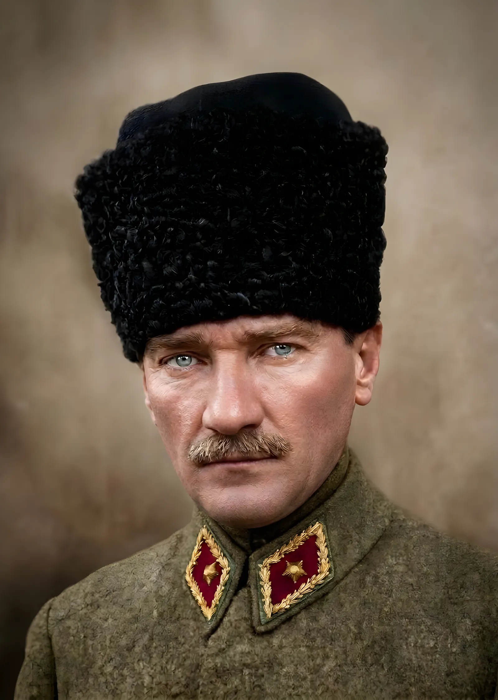 Yeşil Üniformalı Atatürk Portresi metal tablo