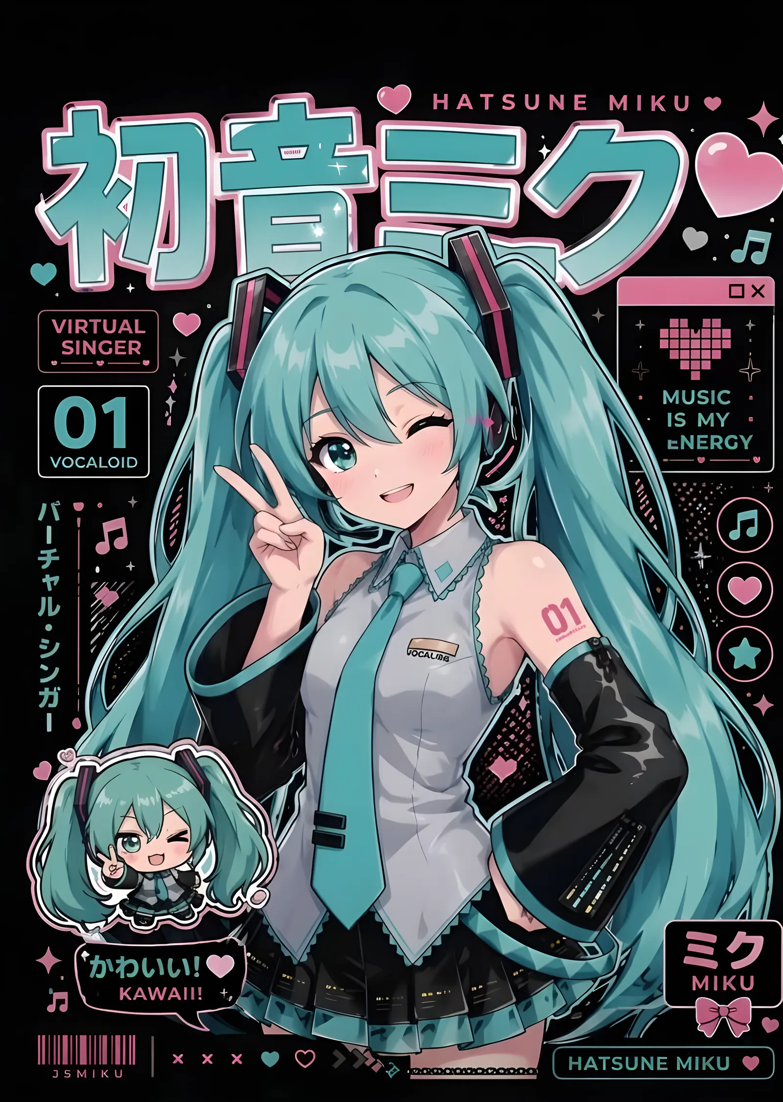 Hatsune Miku - Virtual Singer metal tablo