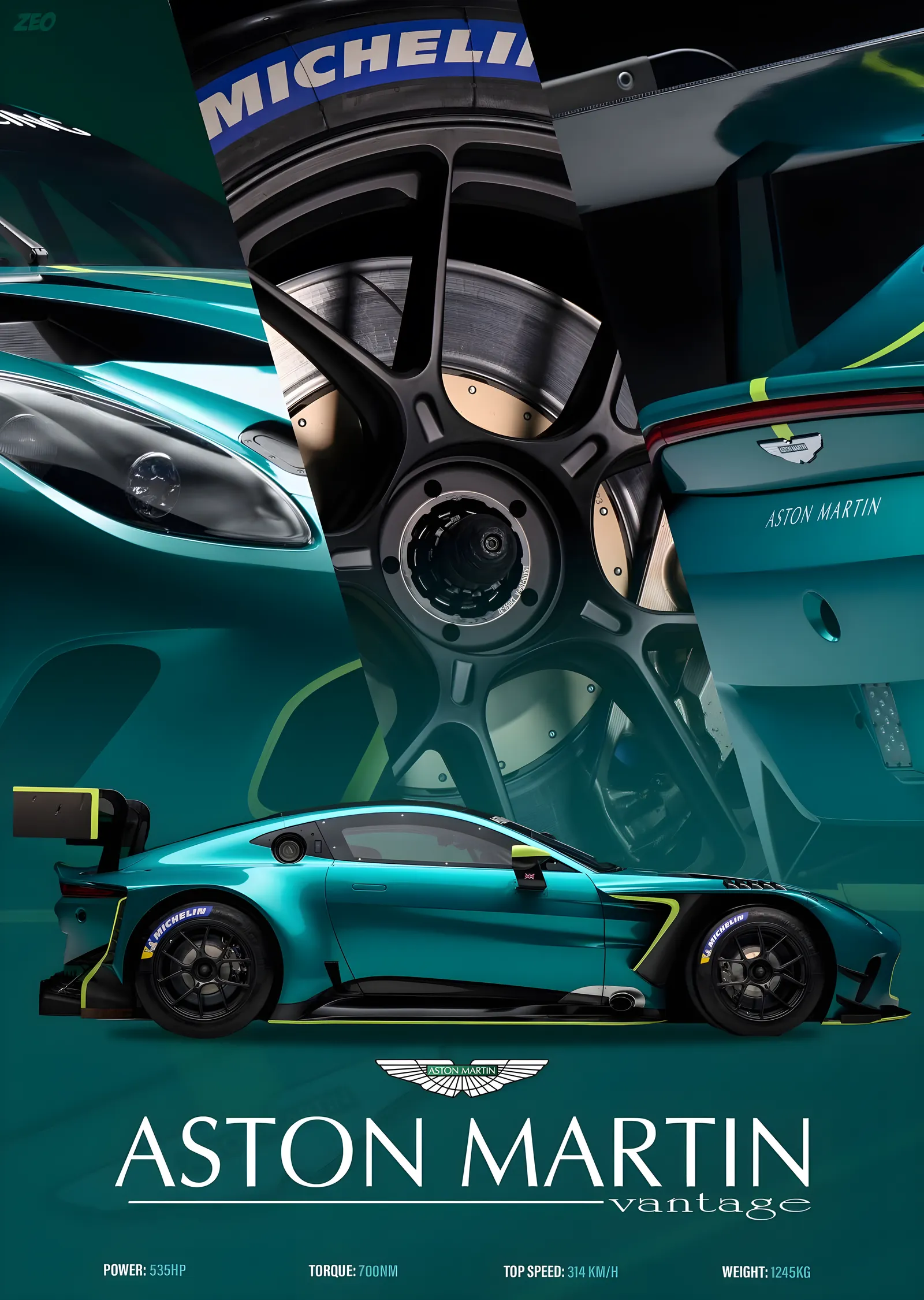 Aston Martin Vantage metal tablo