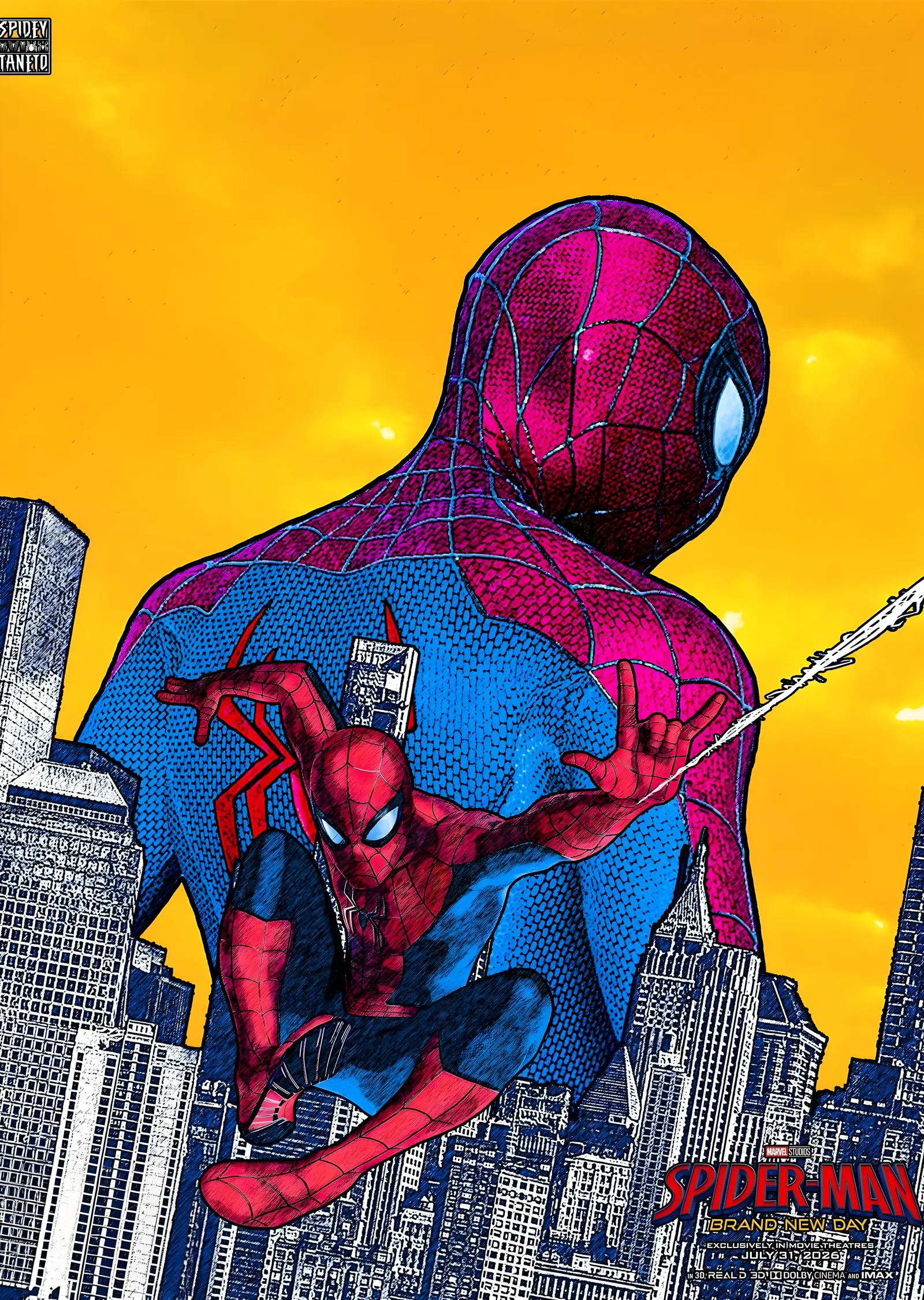 Spider-Man: Şehrin Üzerinde · Sarı Zemin metal tablo