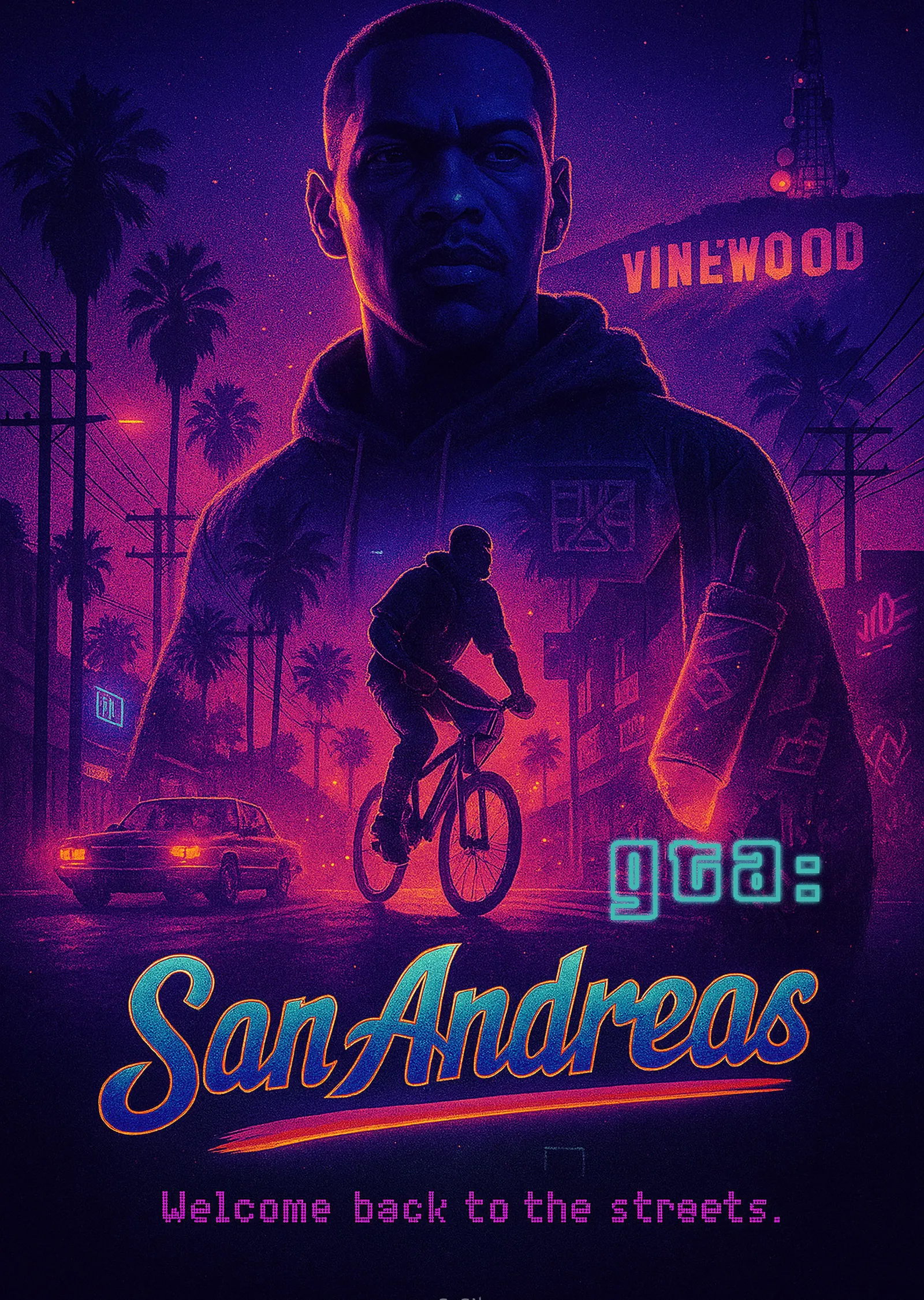 GTA: San Andreas - Neon Geceler metal tablo