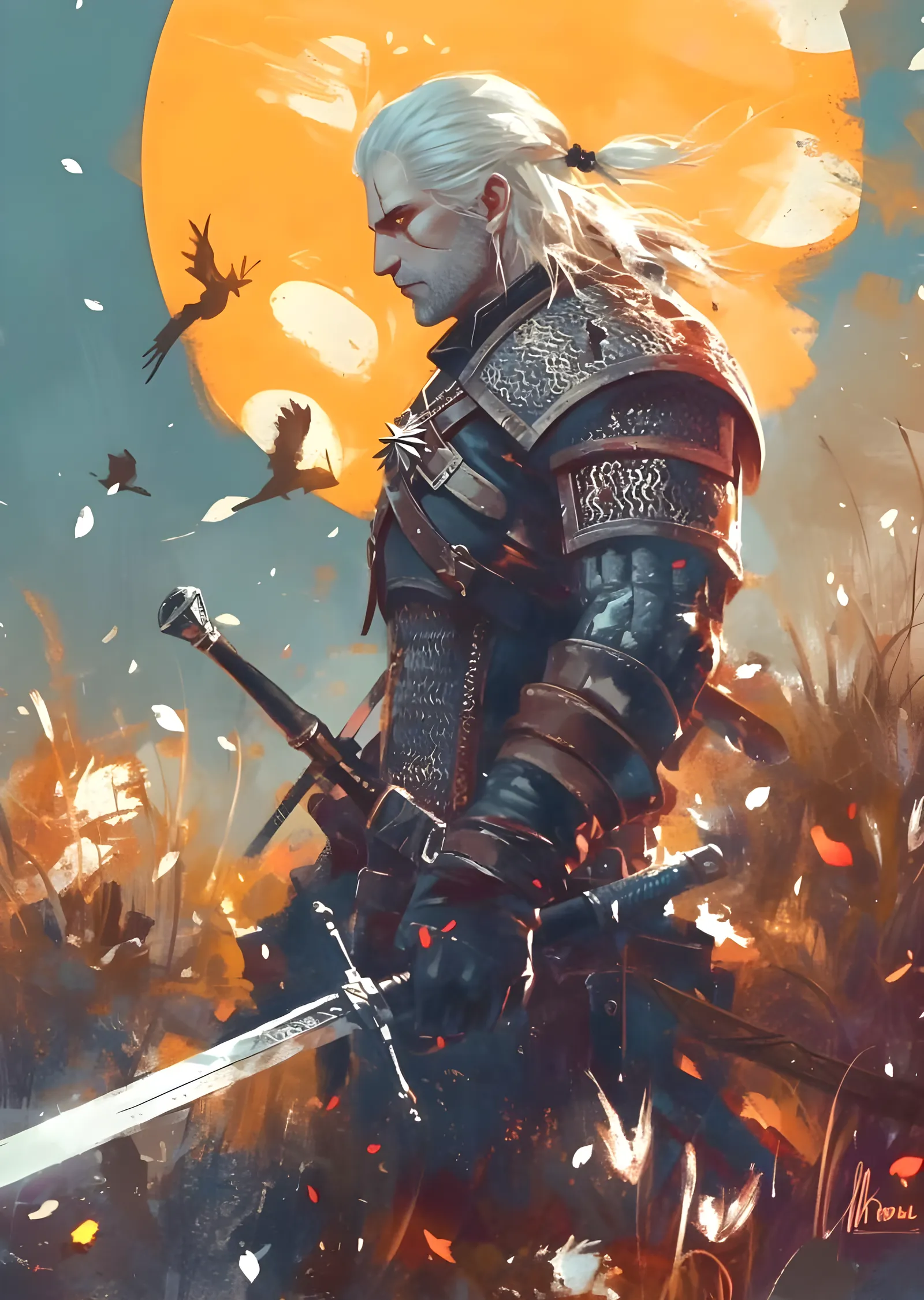 The Witcher: Ateş Tarlasında Geralt metal tablo