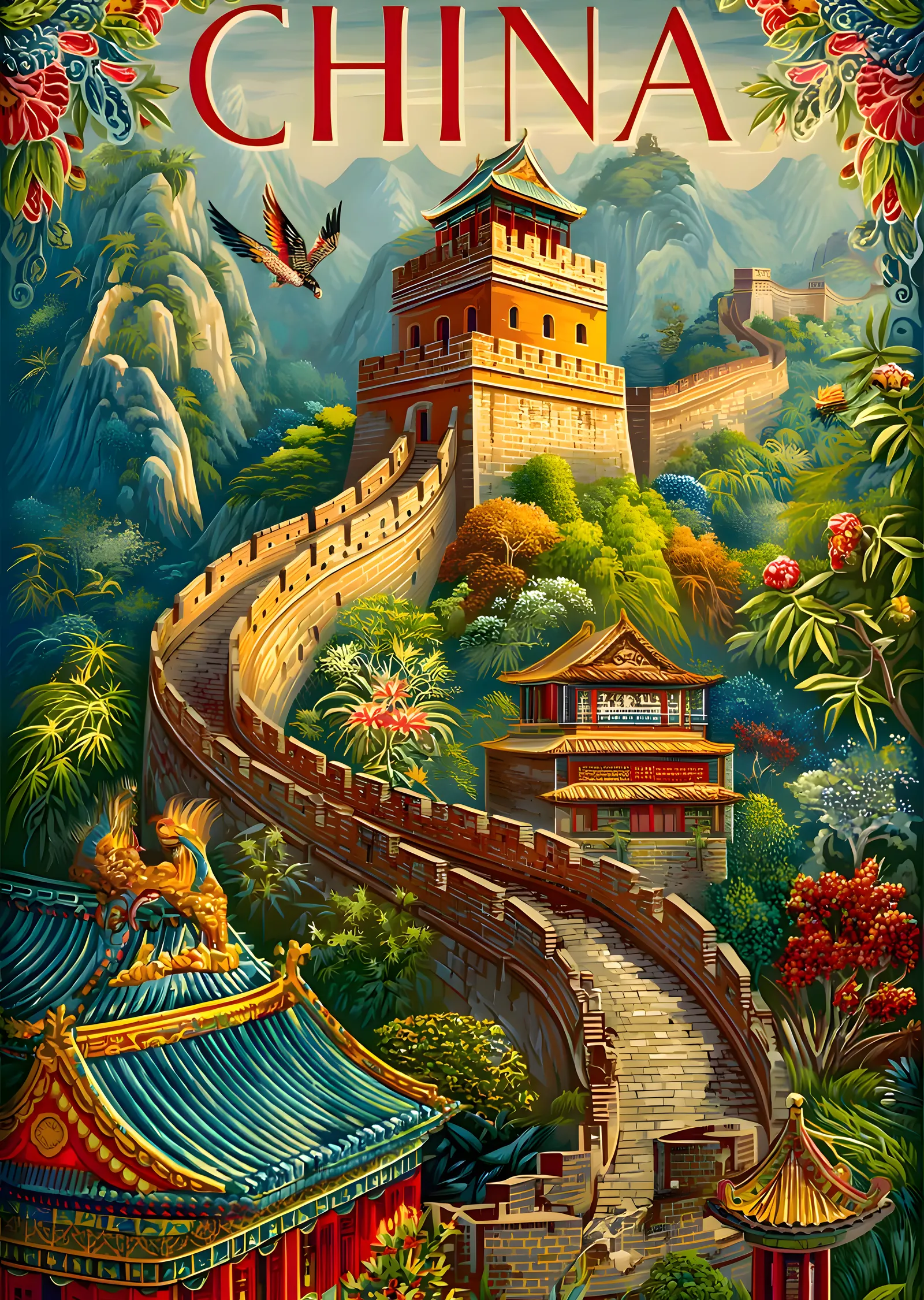Great Wall of China metal tablo