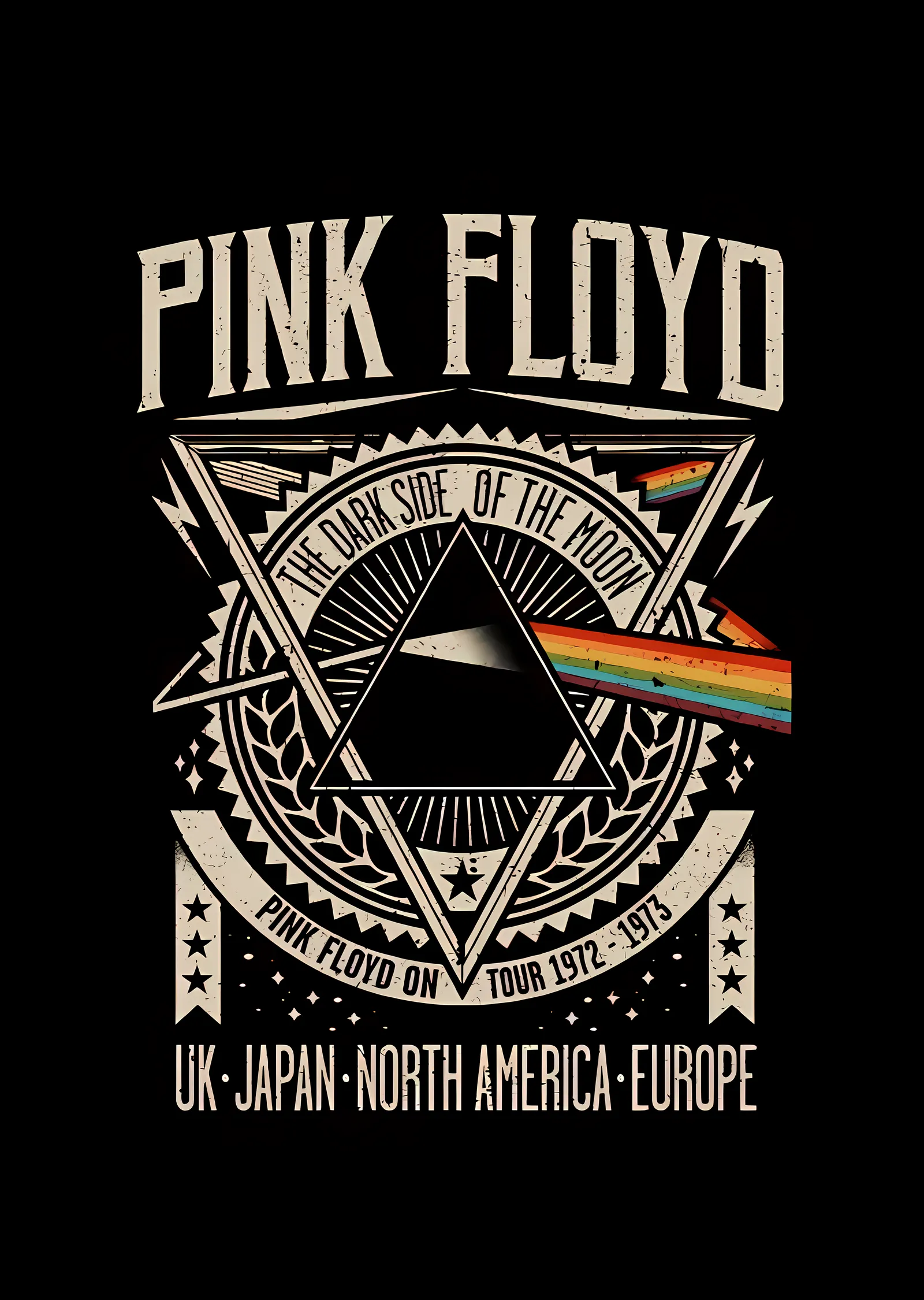 Pink Floyd: The Dark Side of the Moon - Siyah Arka Planlı metal tablo