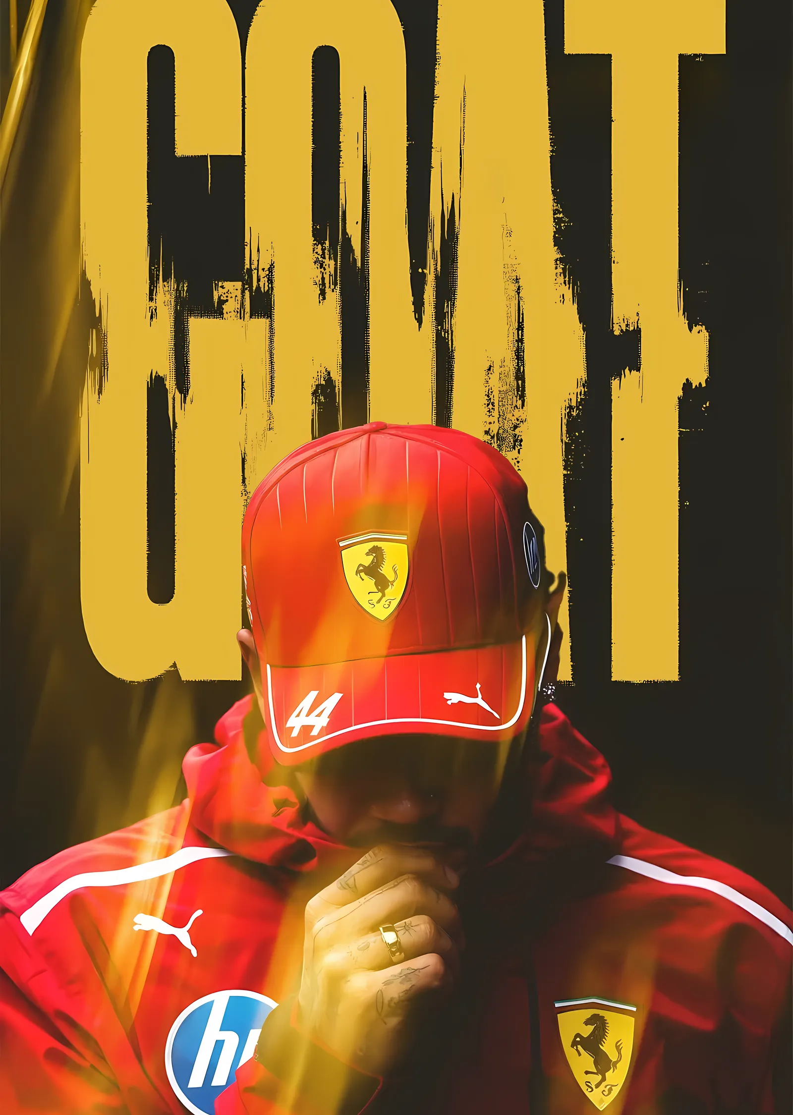 Lewis Hamilton: Ferrari GOAT metal tablo