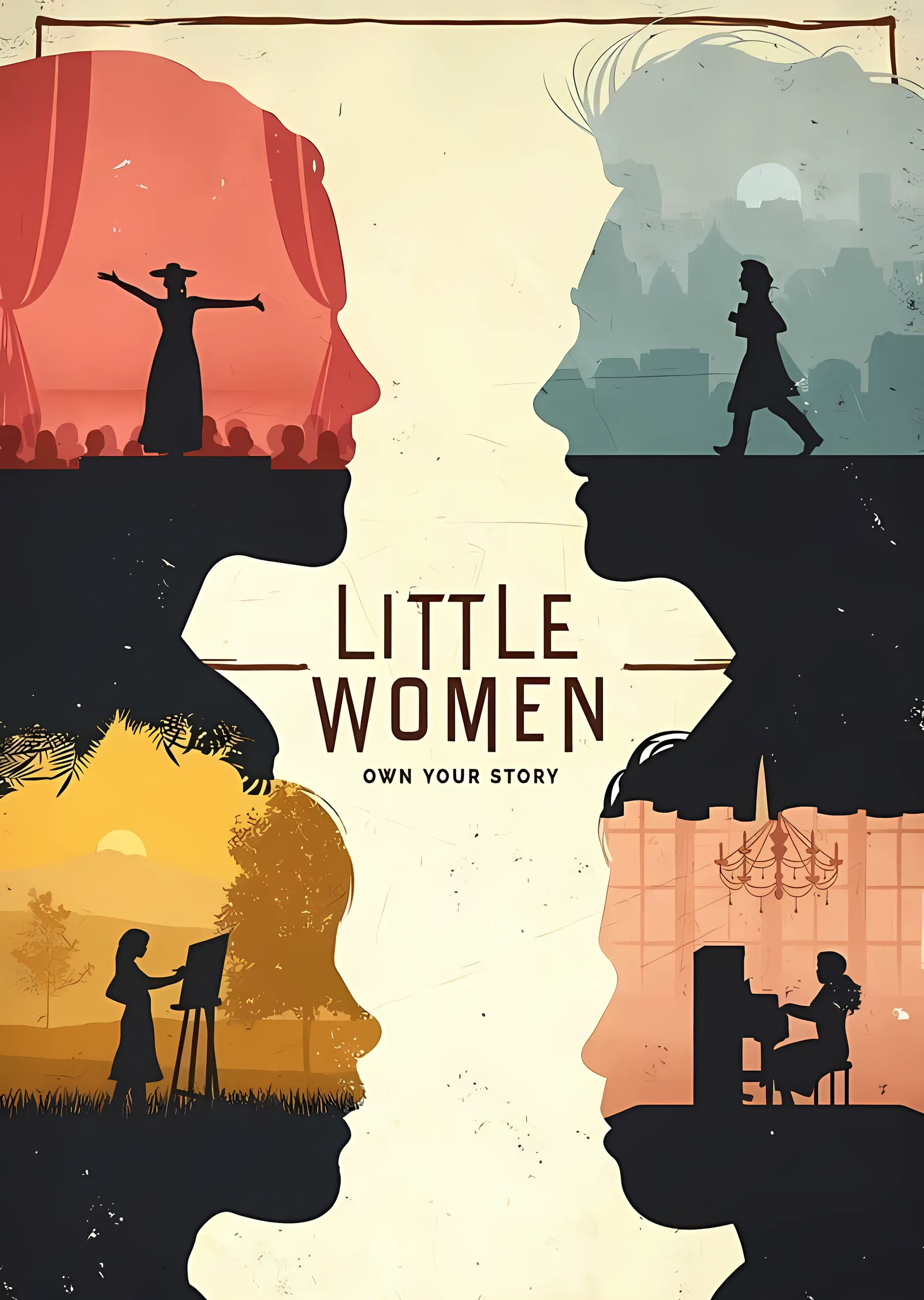 Little Women: Silüetli İllüstrasyon metal tablo