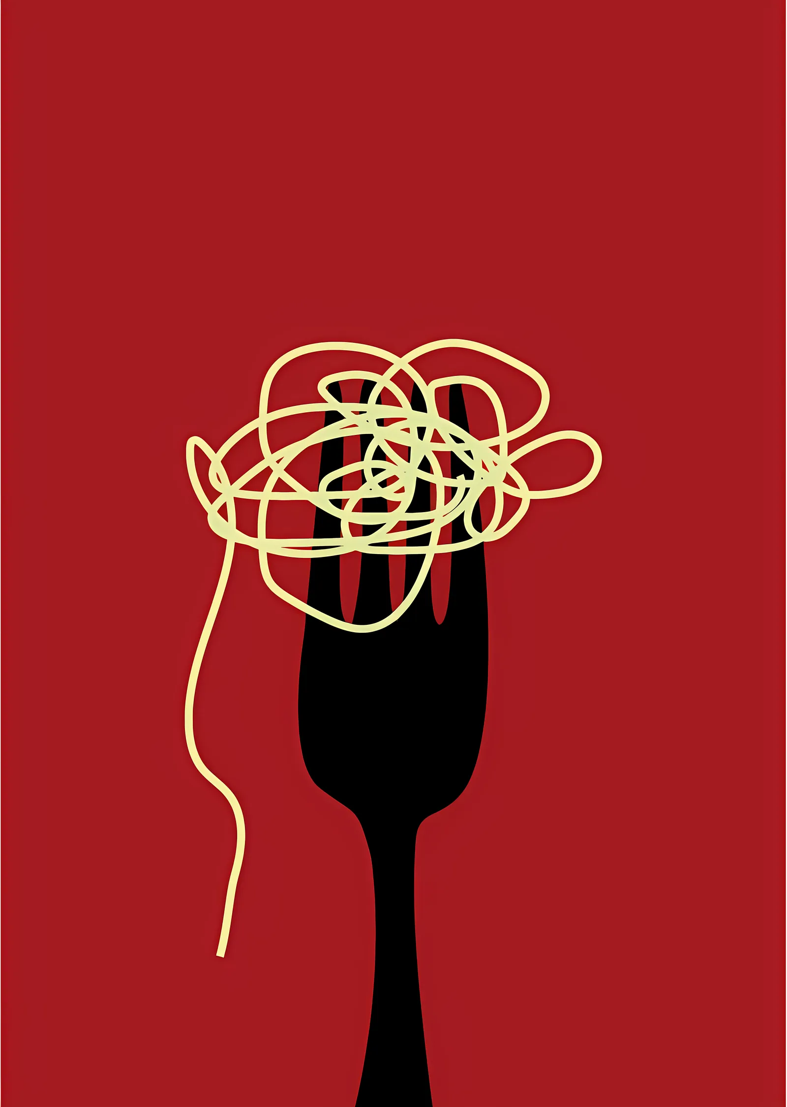 Spagetti ve Çatal: Minimalist Lezzet metal tablo