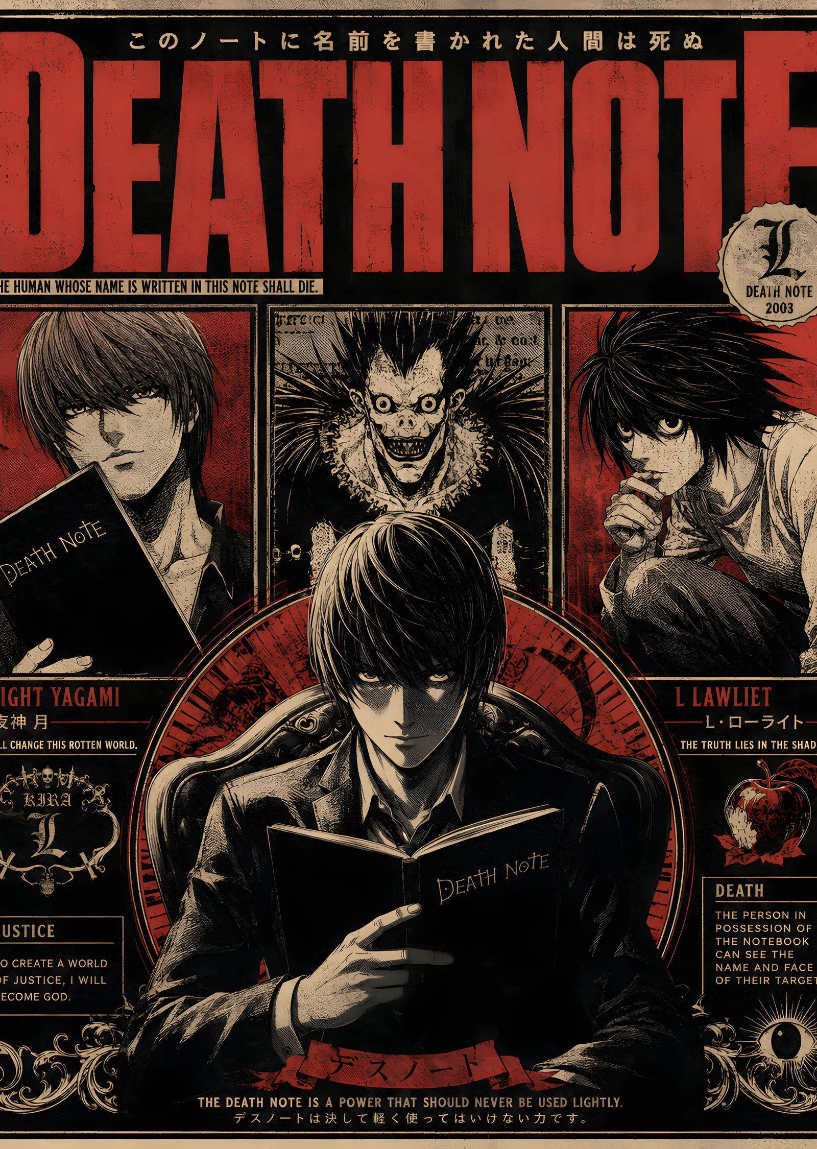 Death Note: Ölüm Defteri metal tablo