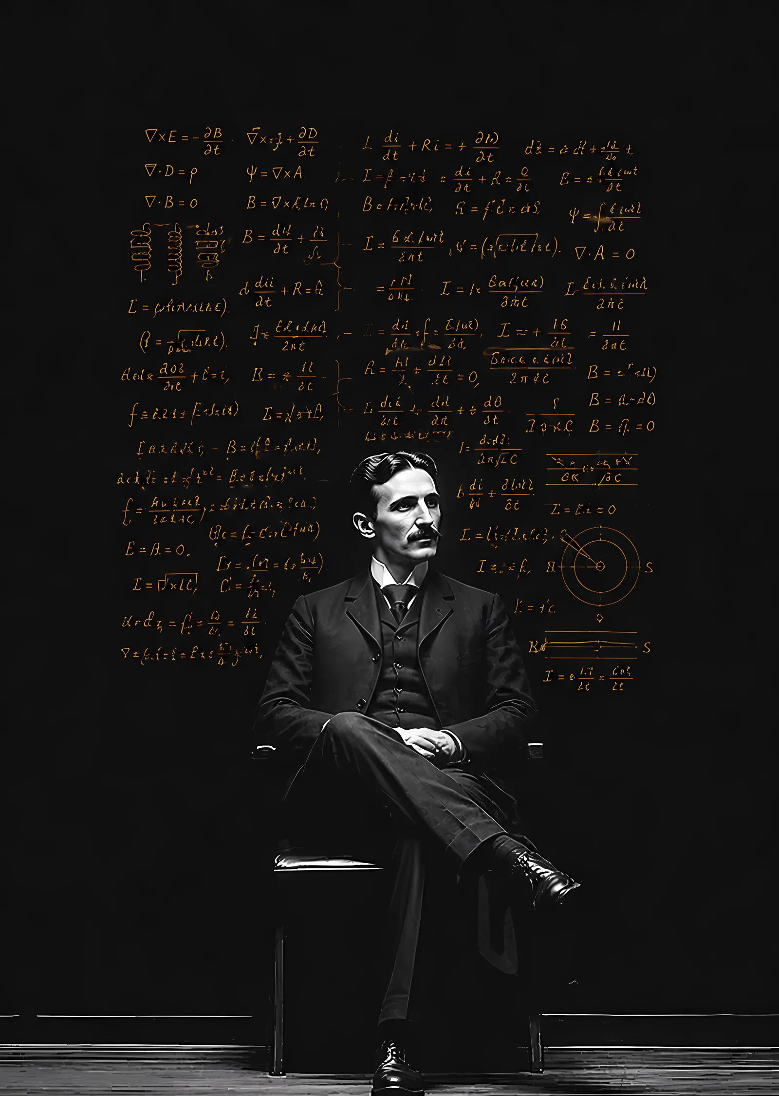 Nikola Tesla: Elektromanyetik Teoriler metal tablo