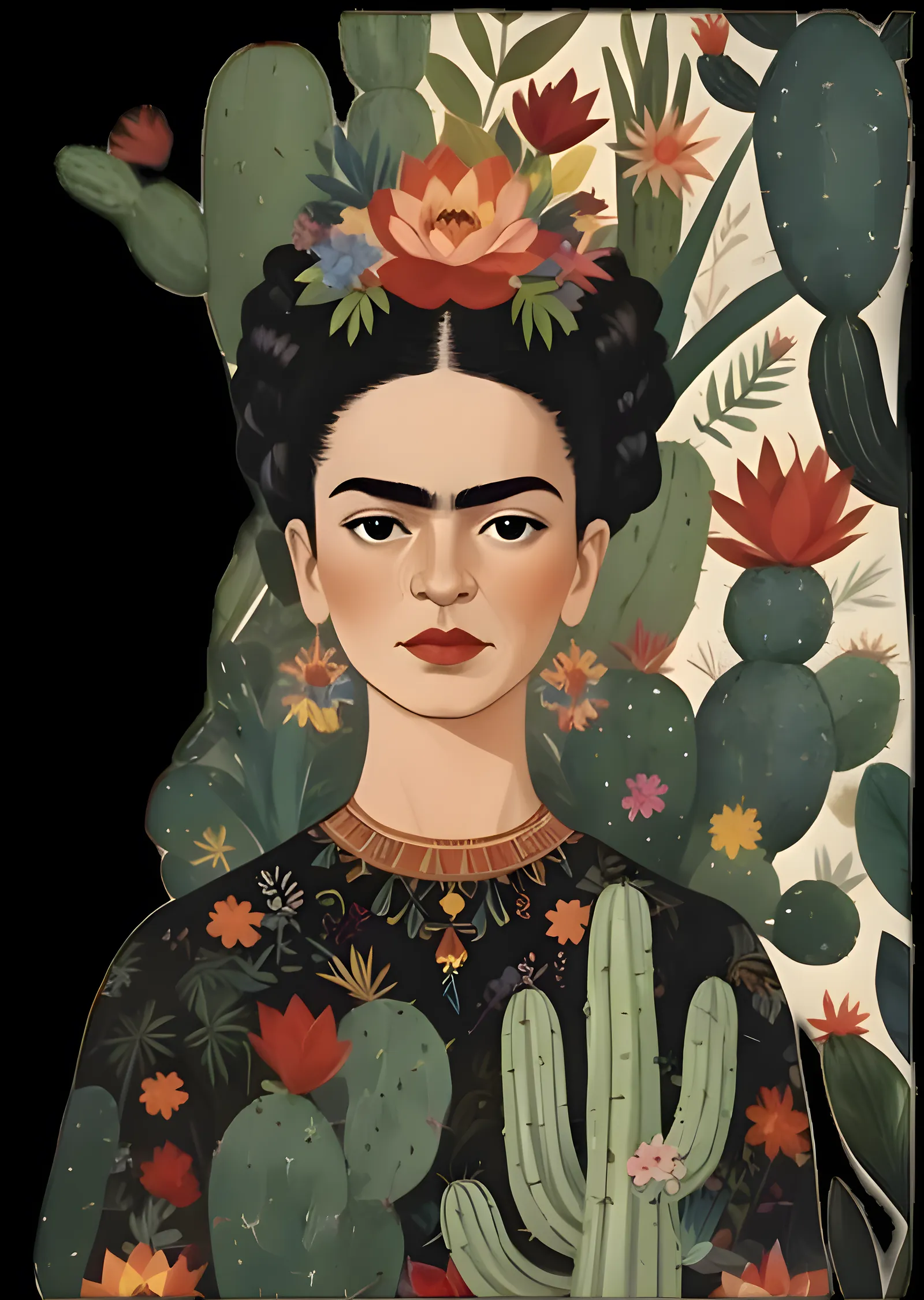 Frida Kahlo: Çiçekli Otoportre metal tablo