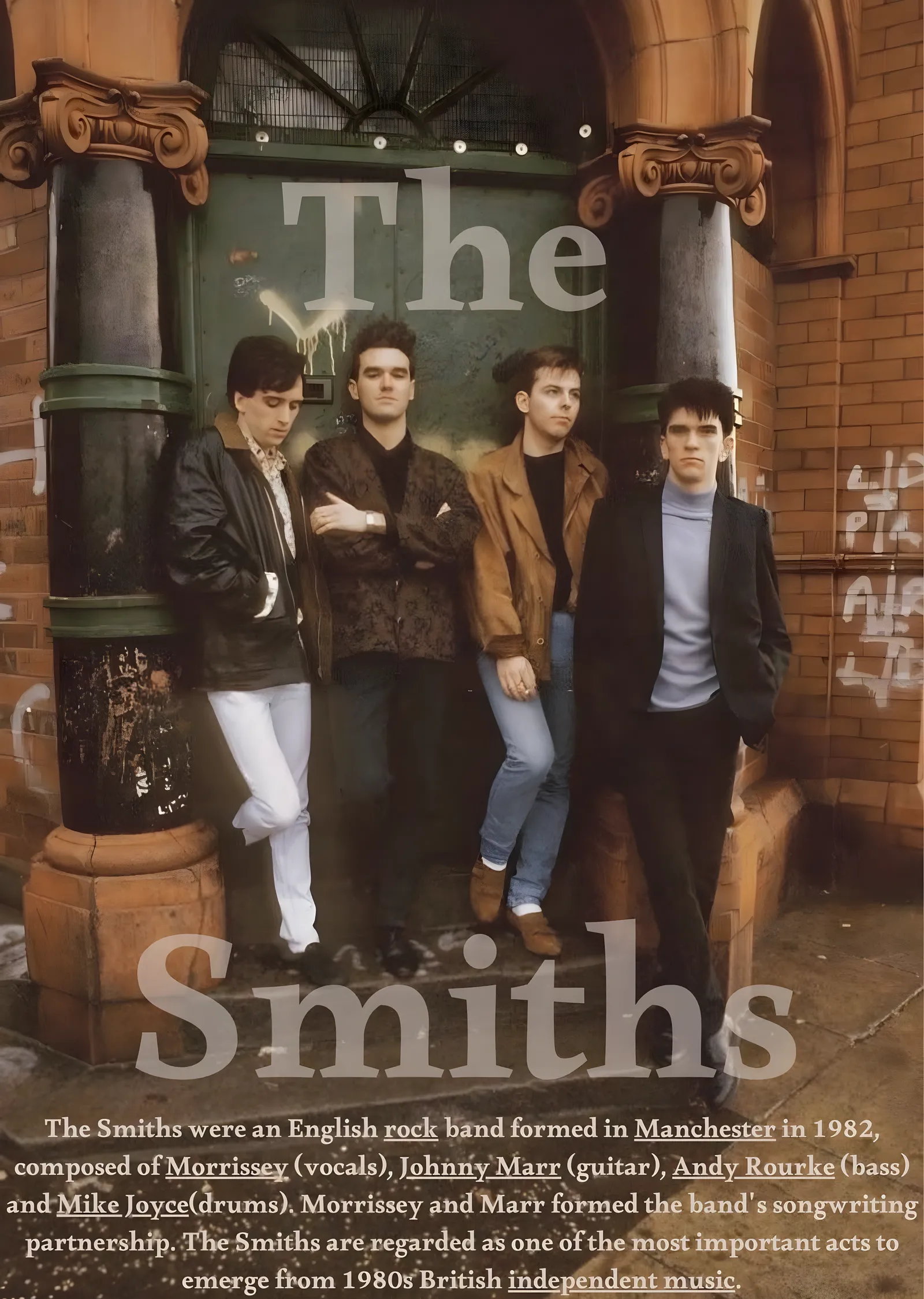 The Smiths: Manchester Kapısı metal tablo
