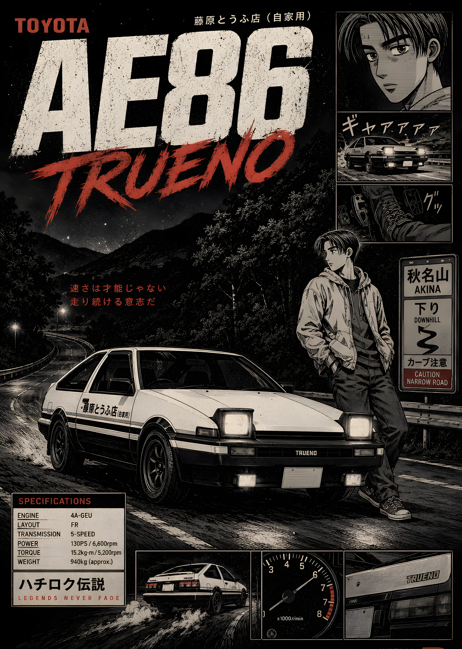 Initial D · Toyota AE86 Trueno metal tablo