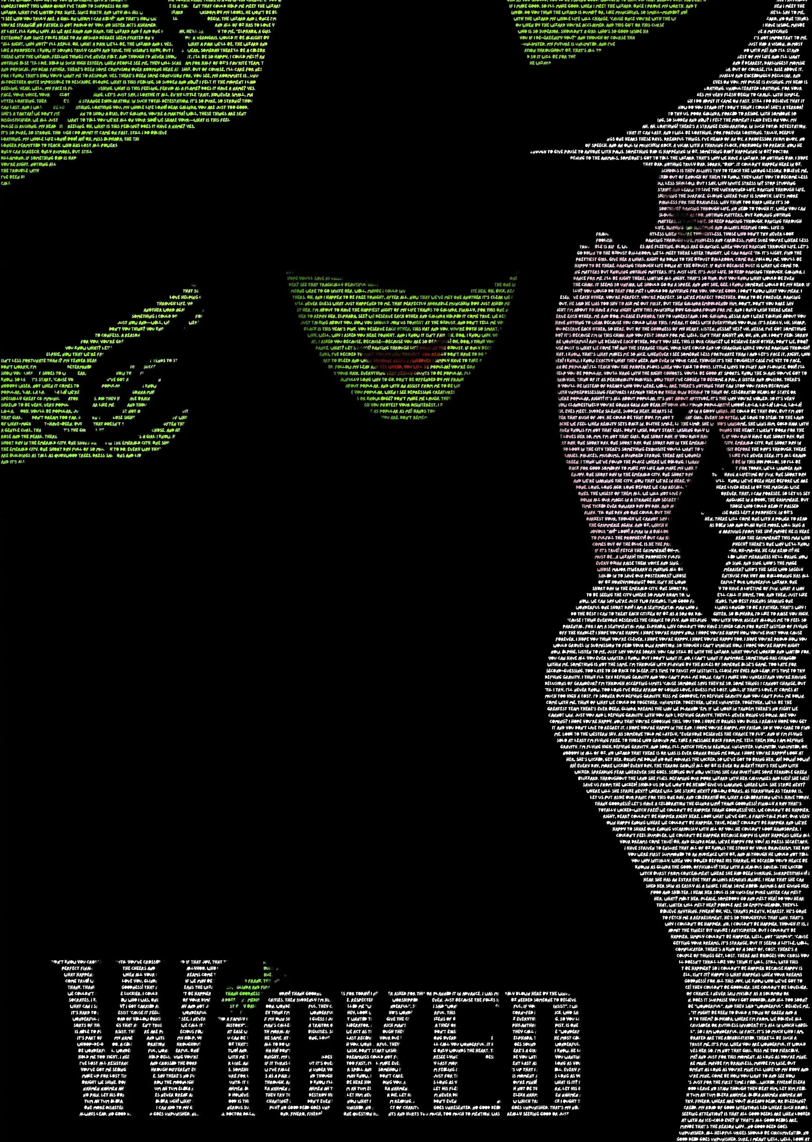 Wicked - Yazılardan Elphaba metal tablo