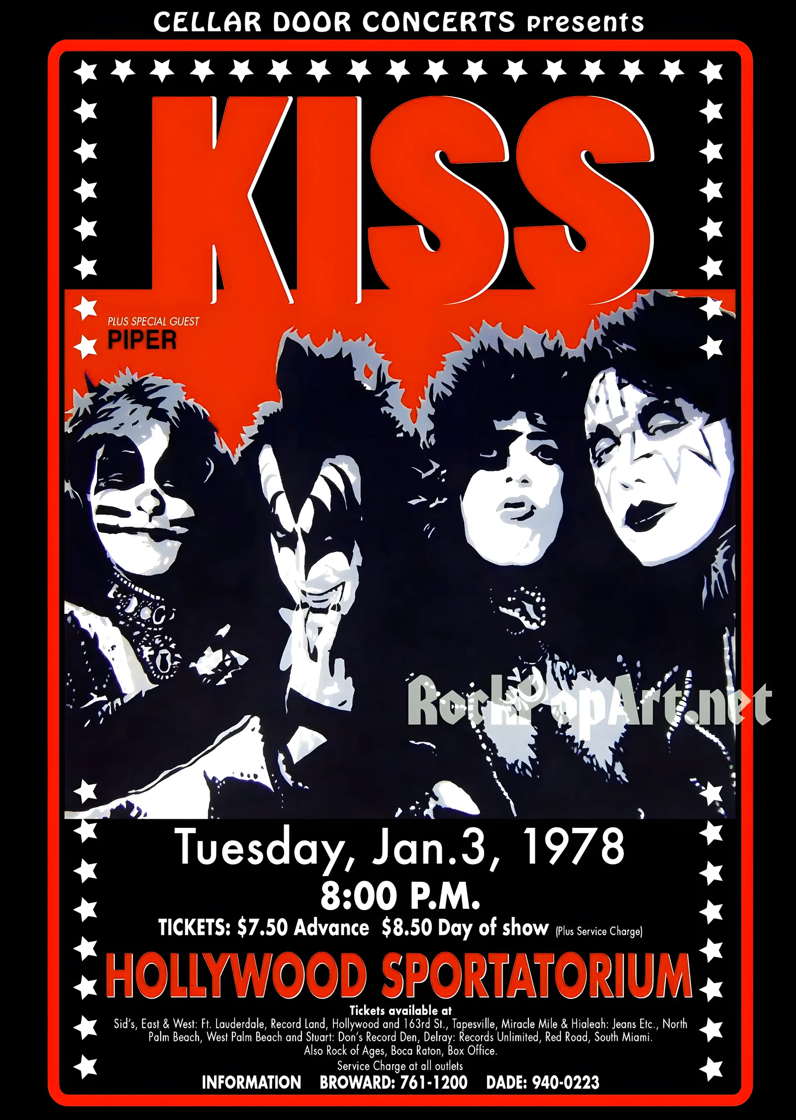 KISS: Hollywood Sportatorium Konser metal tablo
