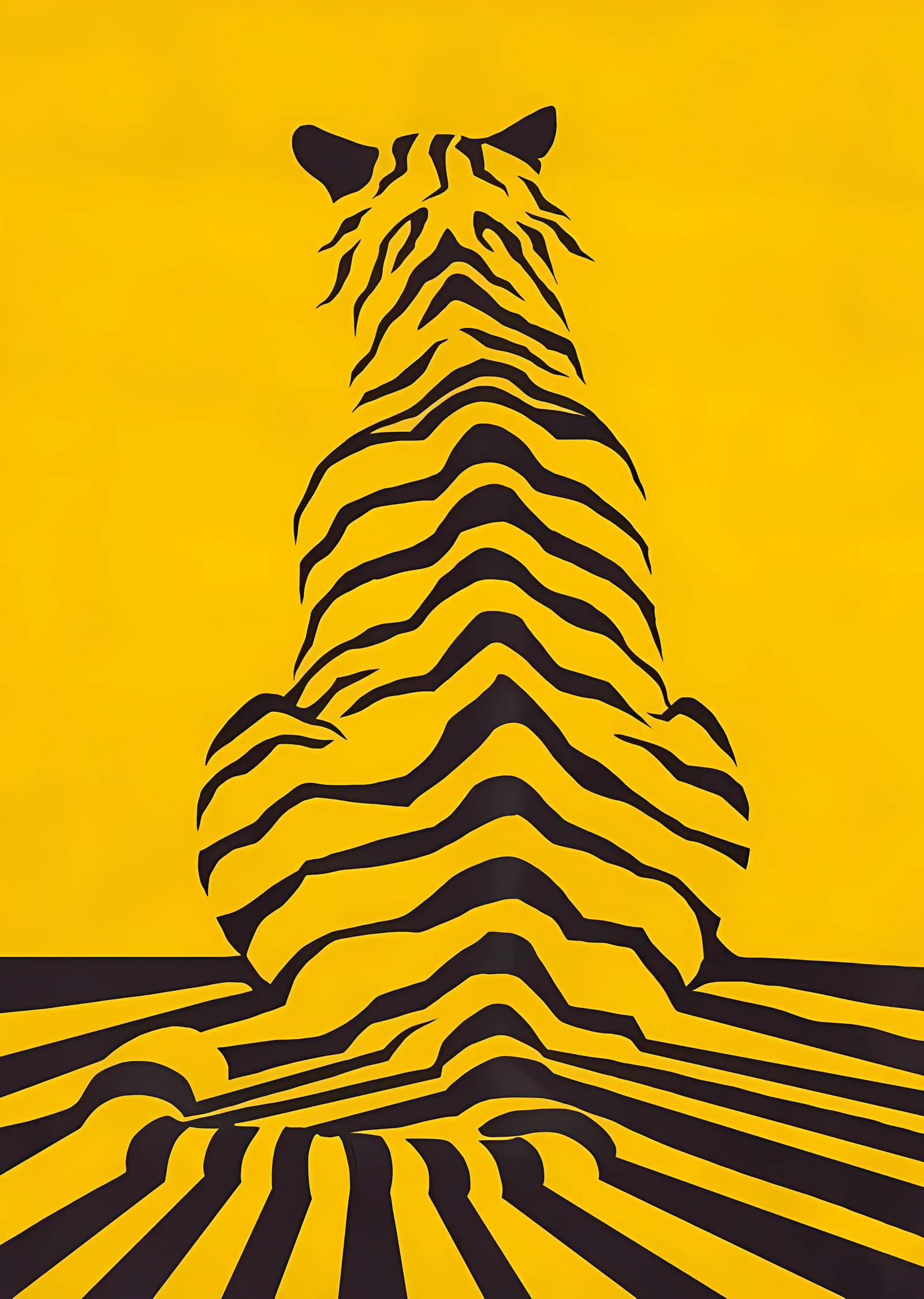 Kaplan: Sarı Op-Art metal tablo