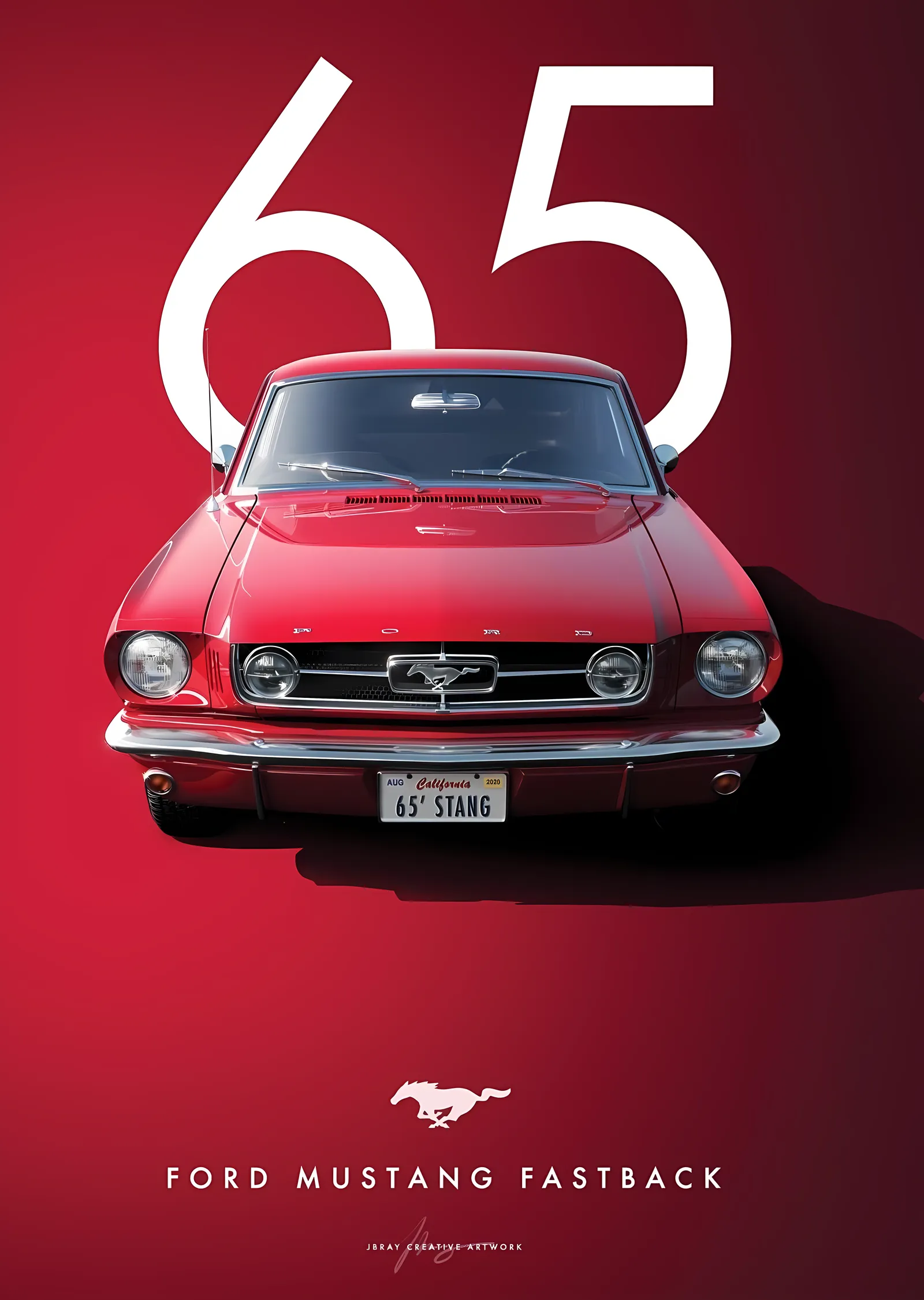 65'li Ford Mustang Fastback metal tablo