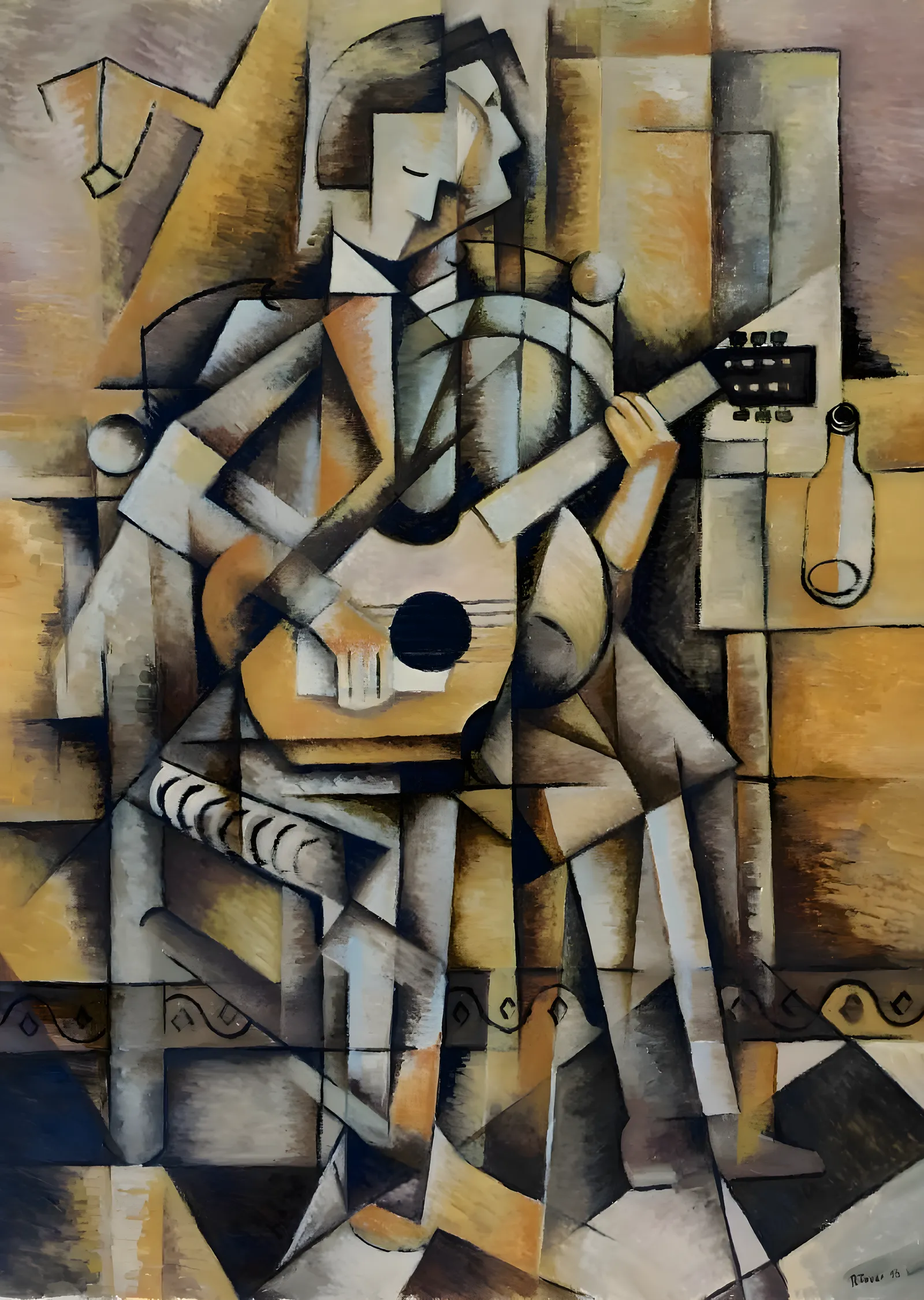 Kübizm: Gitar Çalan Adam metal tablo