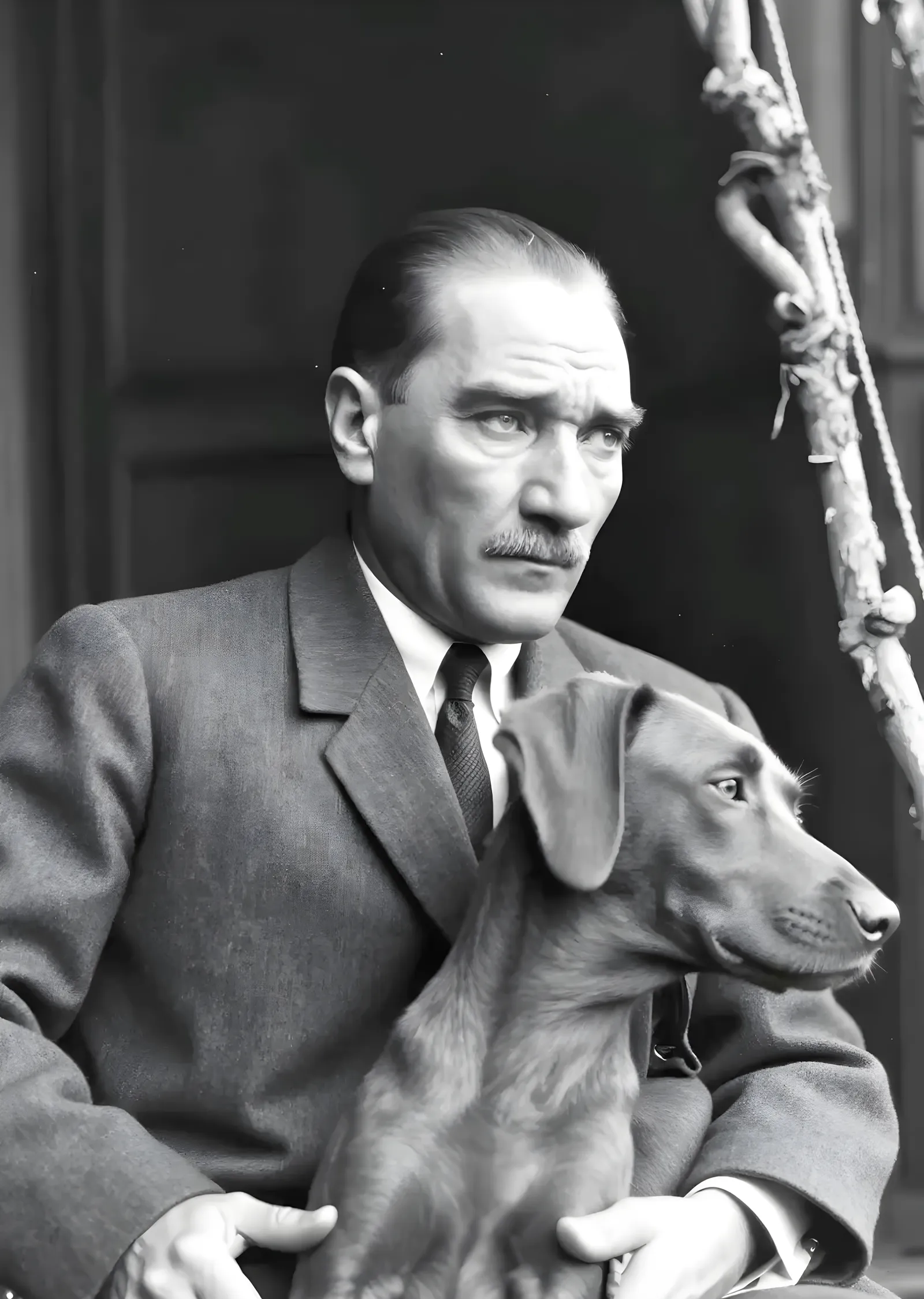Mustafa Kemal Atatürk: Evcil Hayvanlara Saygı metal tablo