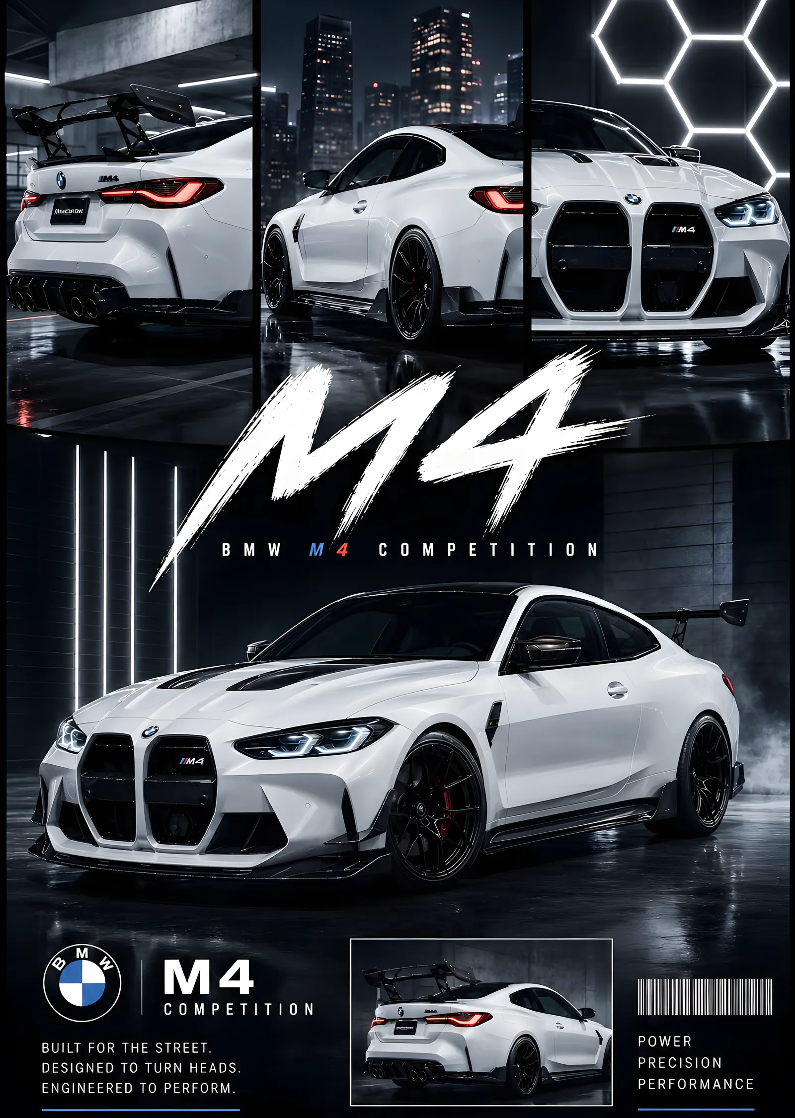 BMW M4 Competition: Gece Çekimi metal tablo