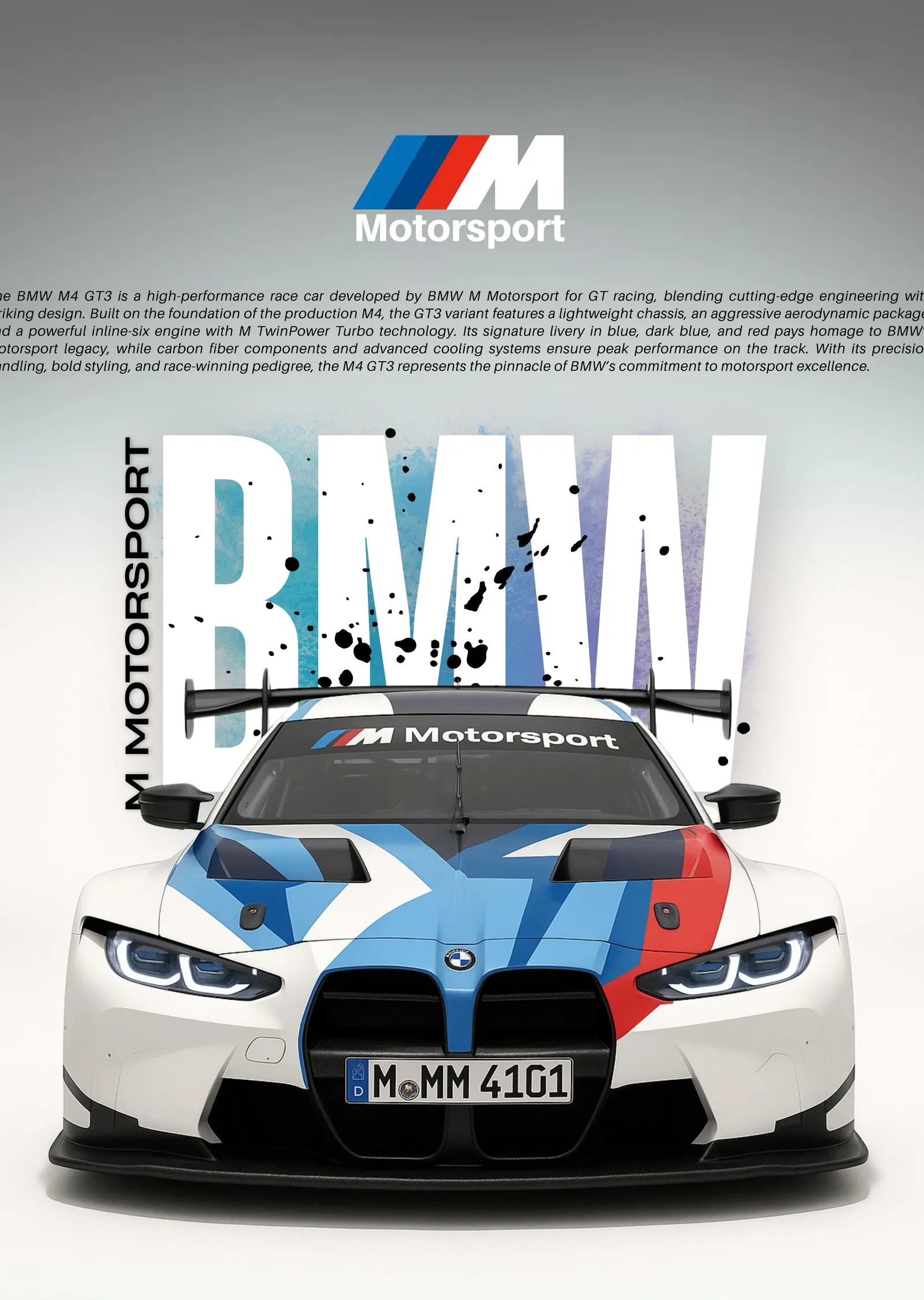 BMW M4 GT3: M Motorsport Livery metal tablo