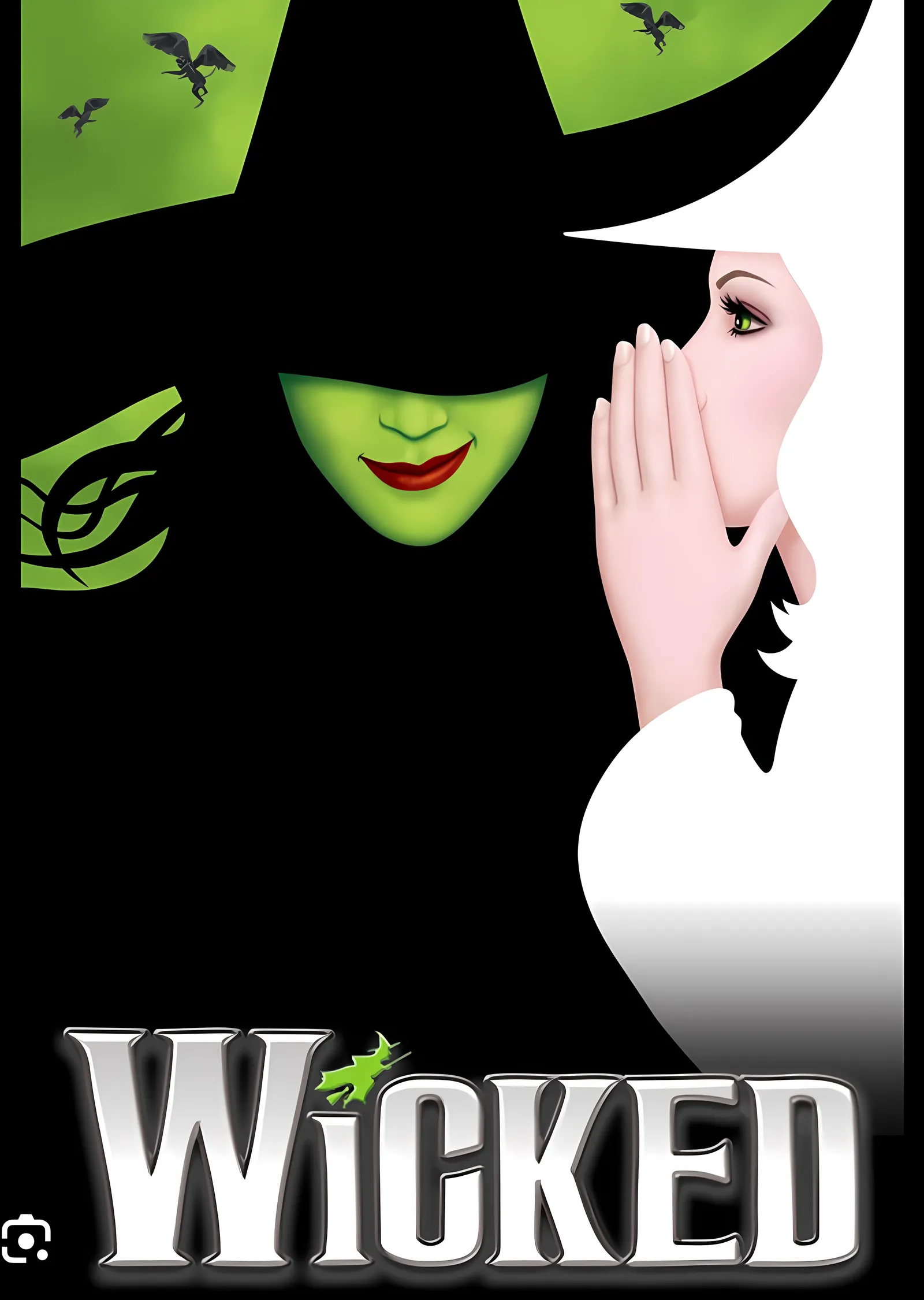 Wicked - Siyah Zeminde Yeşil Yüz metal tablo