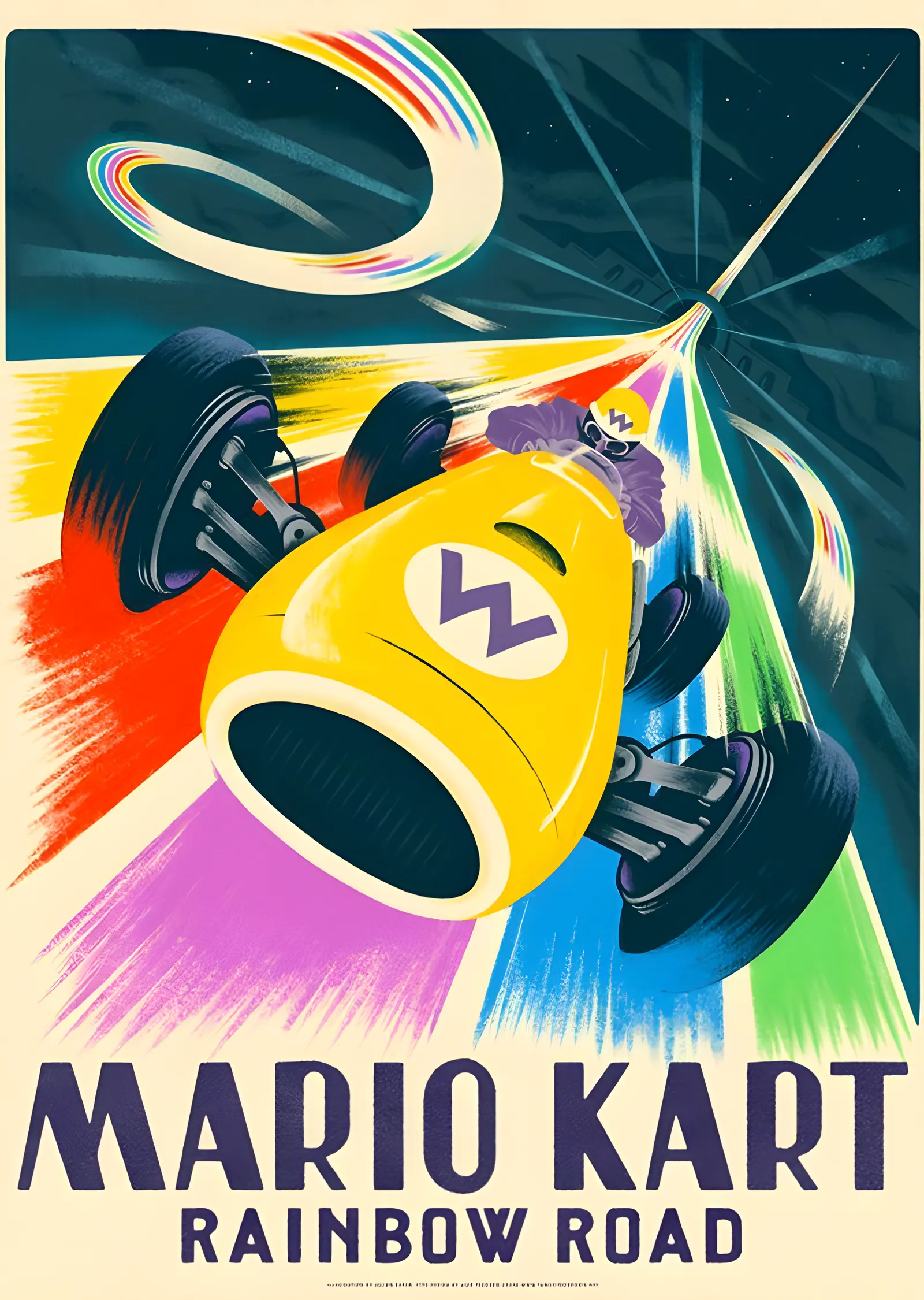 Mario Kart: Rainbow Road metal tablo