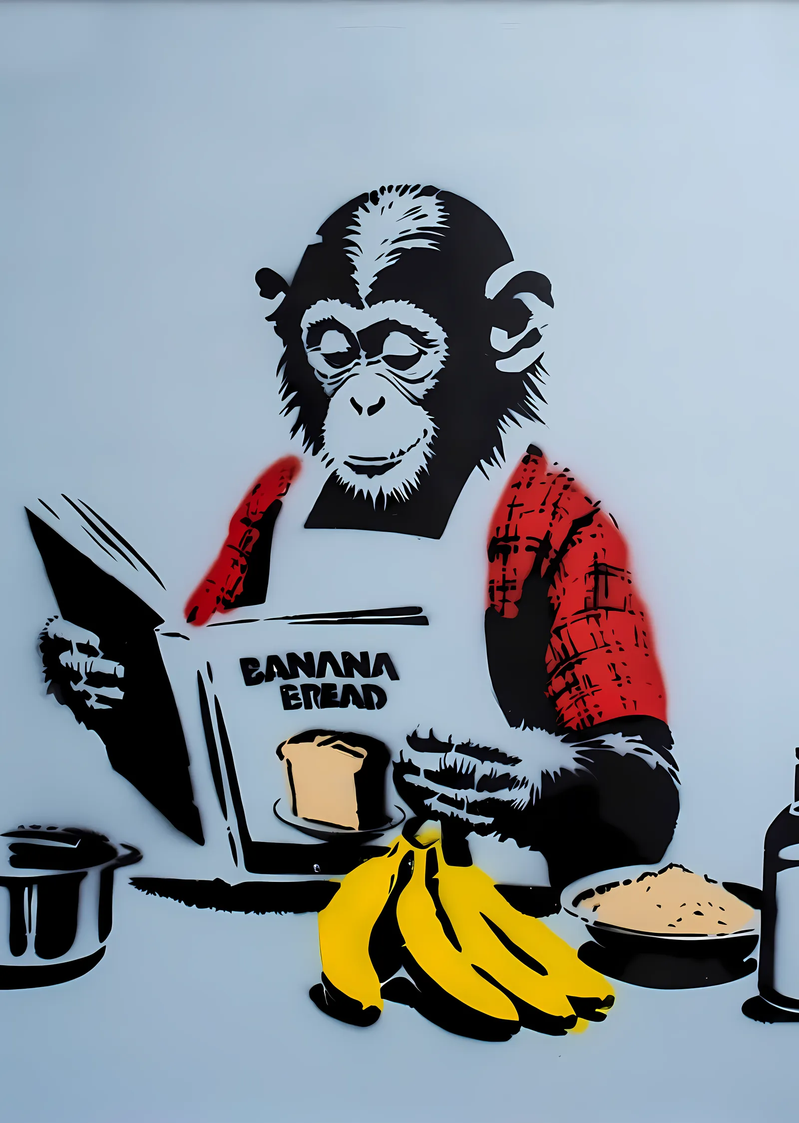 Banksy: Muzlu Ekmek Pişiren Maymun metal tablo