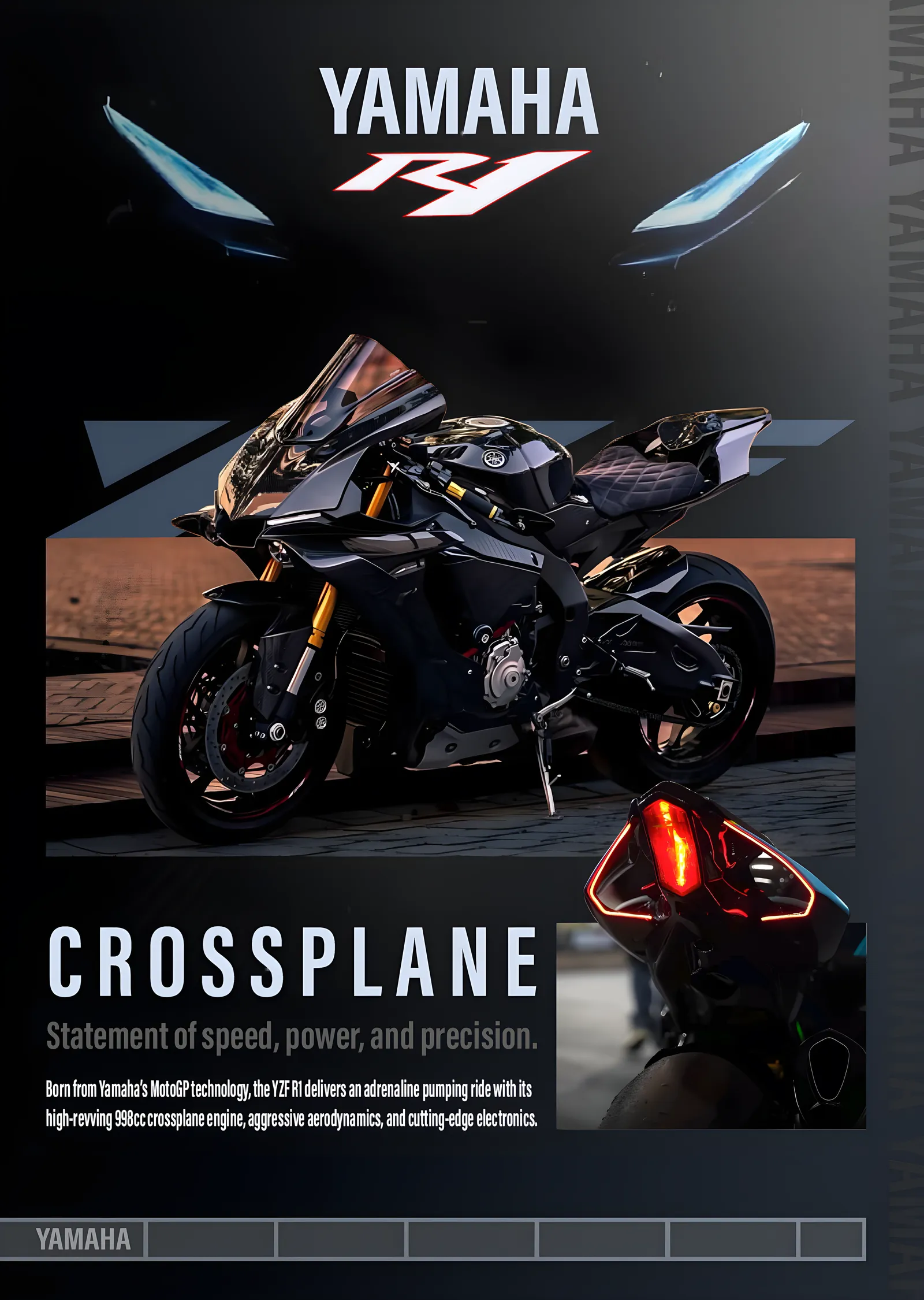 Yamaha YZF-R1 - Crossplane metal tablo