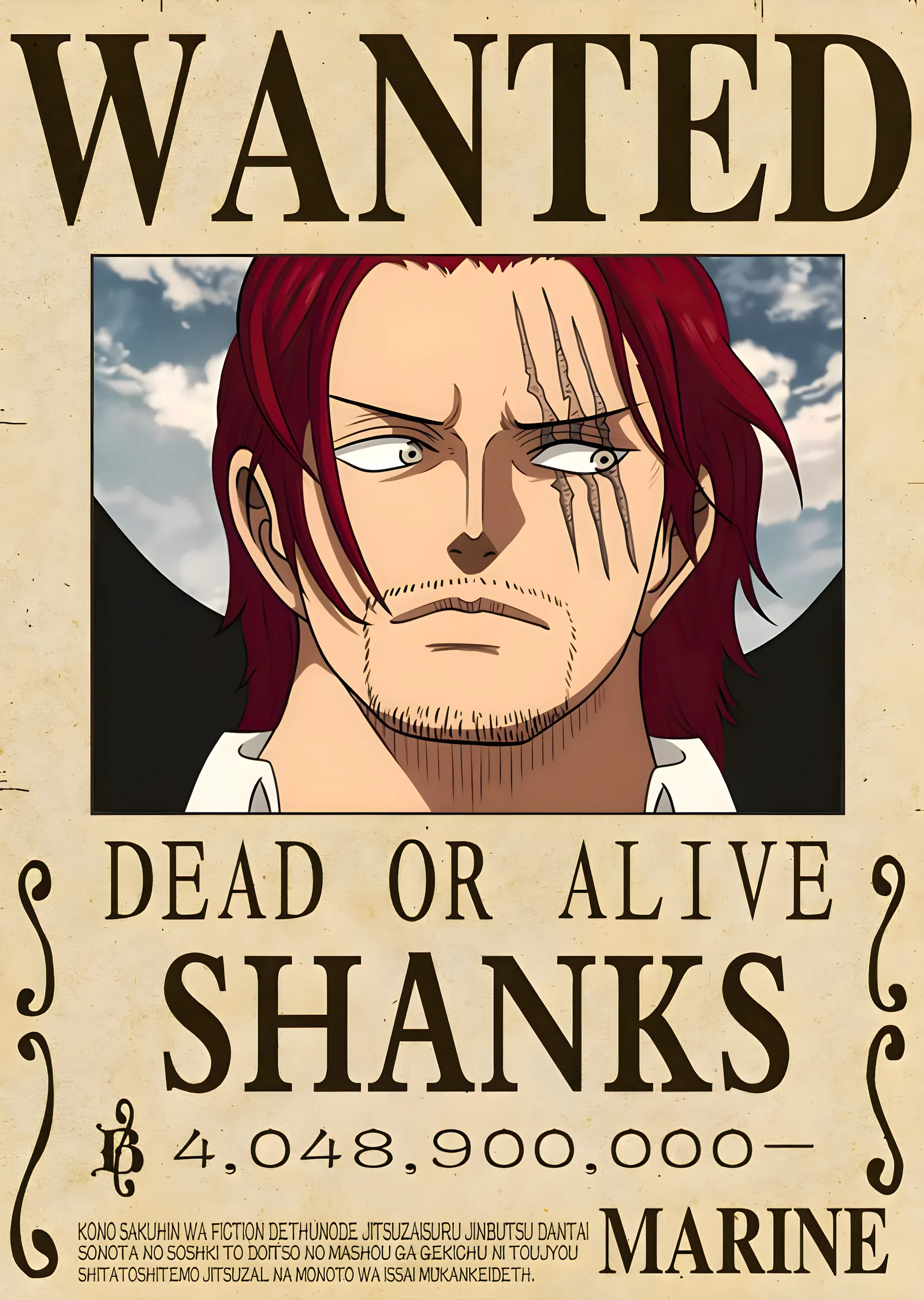 Shanks: Kızıl Saçlı Korsan - Kırmızı Saçlı Anime Karakter metal tablo