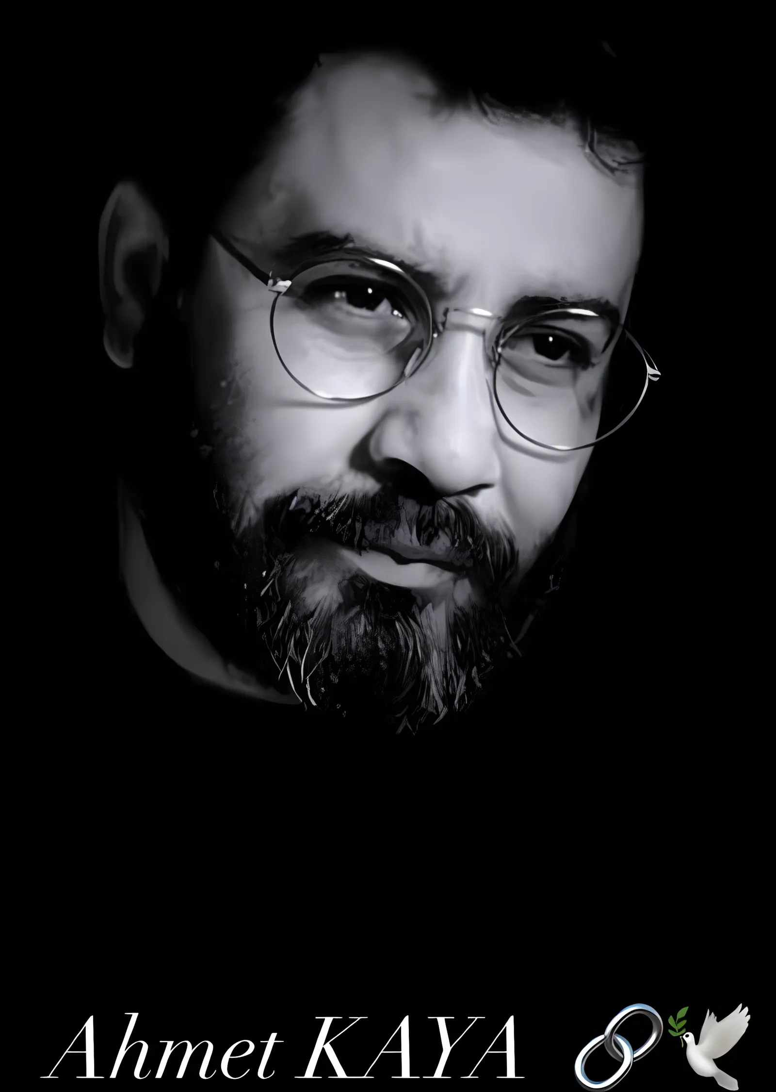 Ahmet Kaya - Siyah Beyaz Portre metal tablo