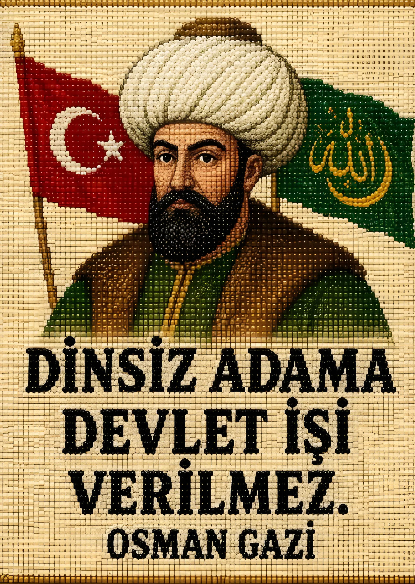 Osman Gazi: Dinsiz Adama Devlet İşi Verilmez metal tablo