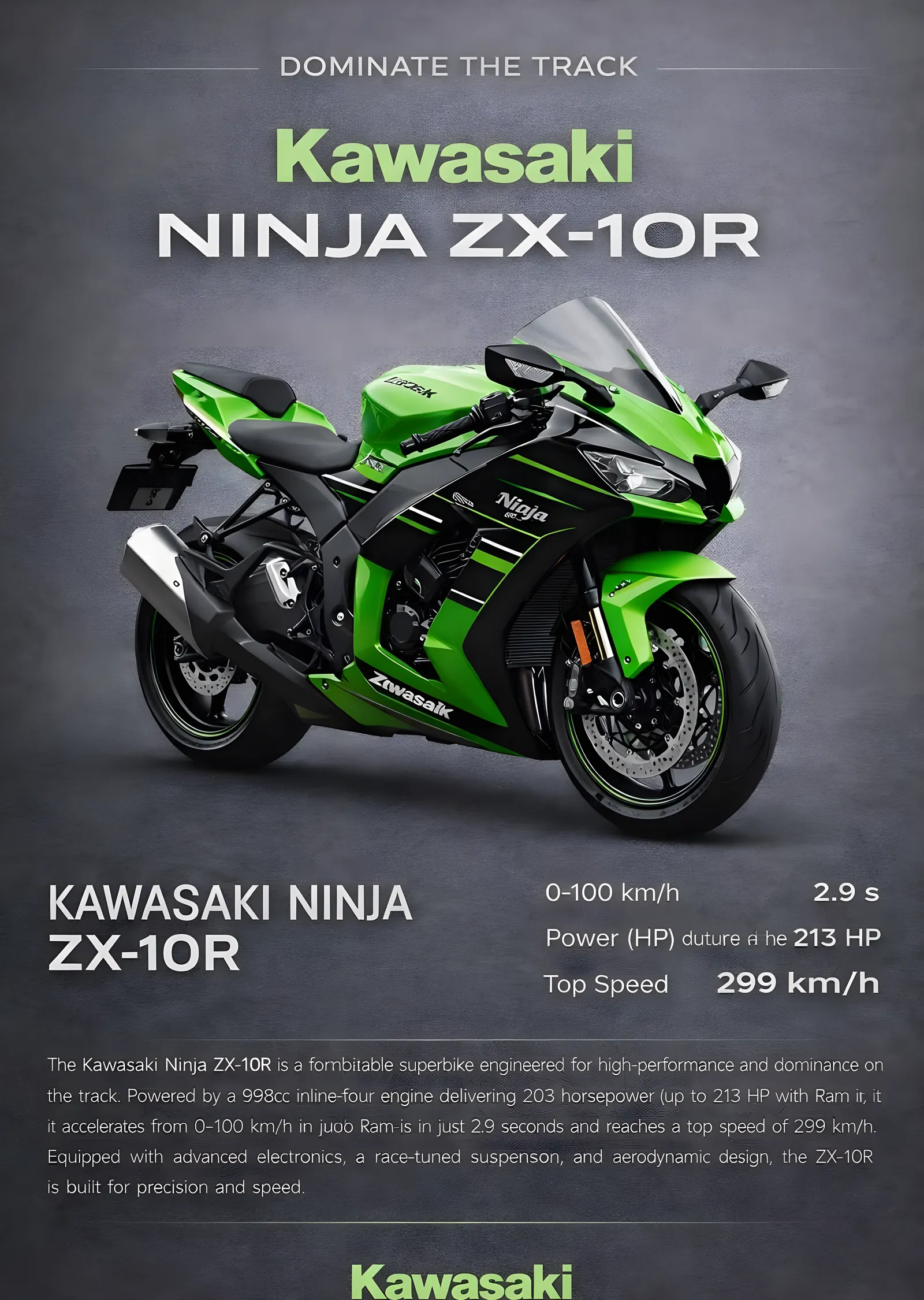 Kawasaki Ninja ZX-10R metal tablo