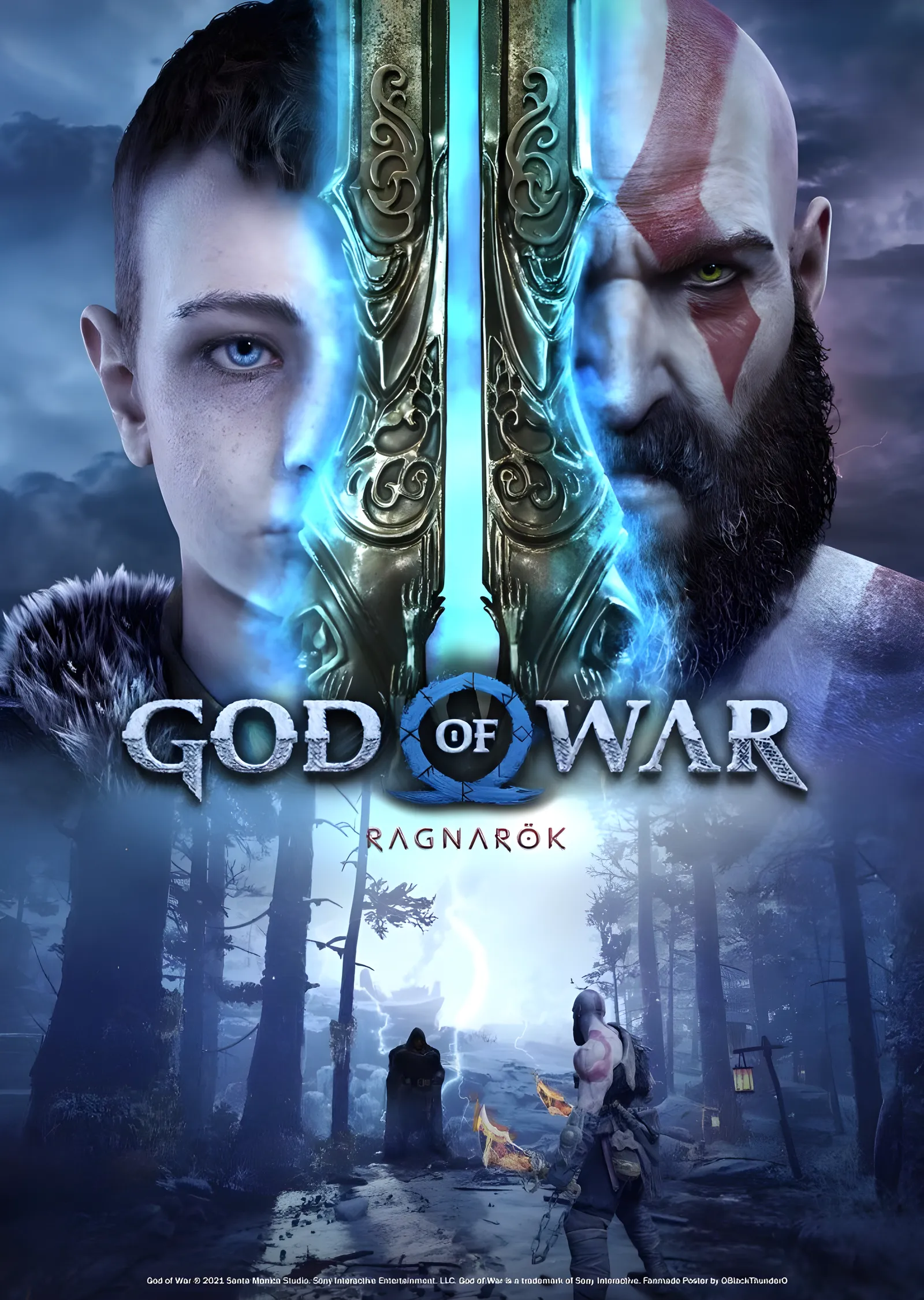 God of War Ragnarök: Balta ve Yüzler metal tablo
