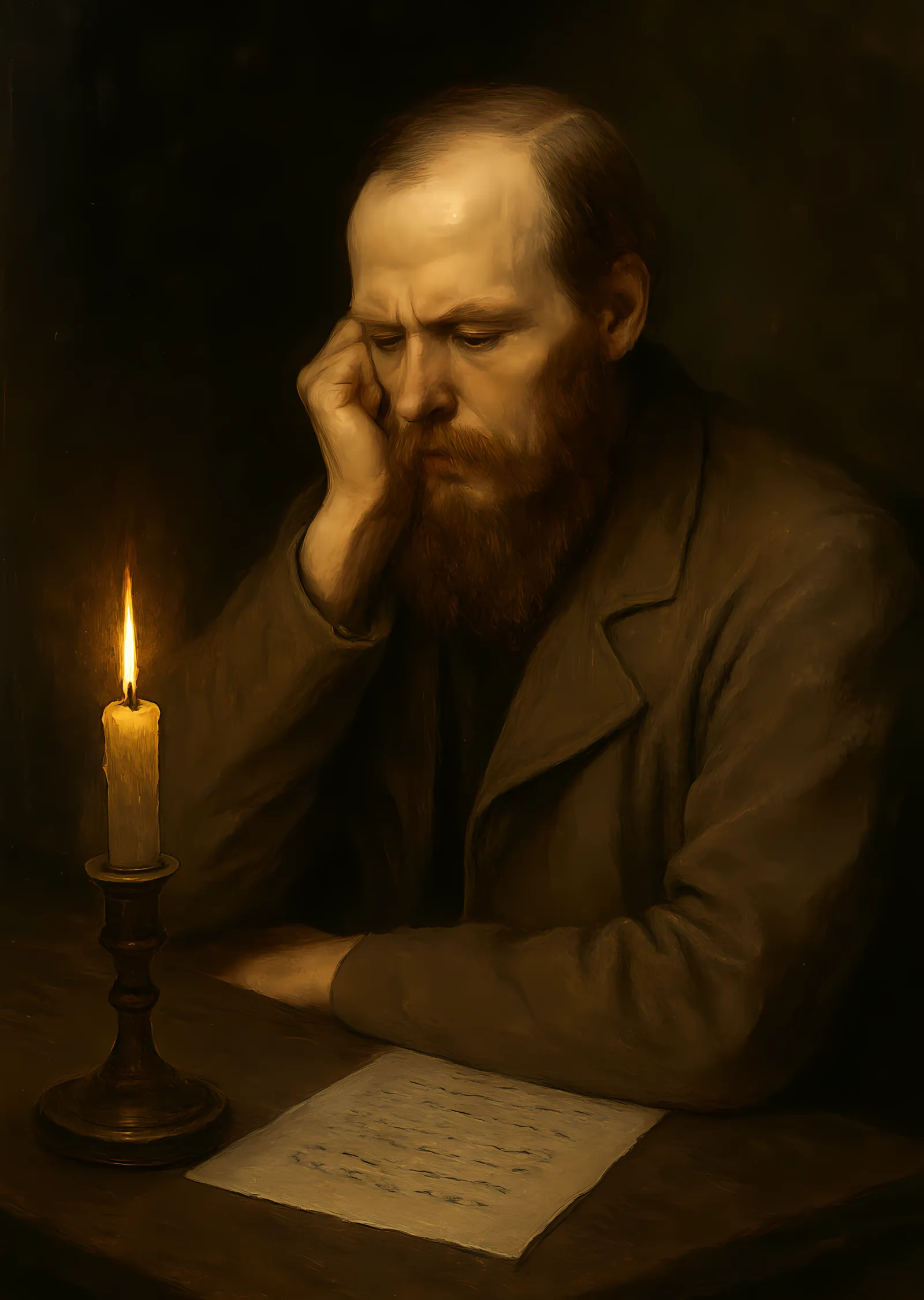 Dostoevsky: Derin Düşünceler ve Gece Çalışmaları metal tablo