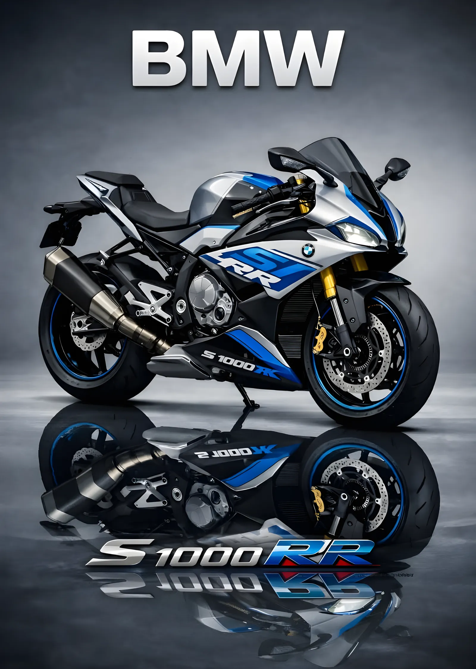 BMW S 1000 RR - Yansımalı Zemin metal tablo