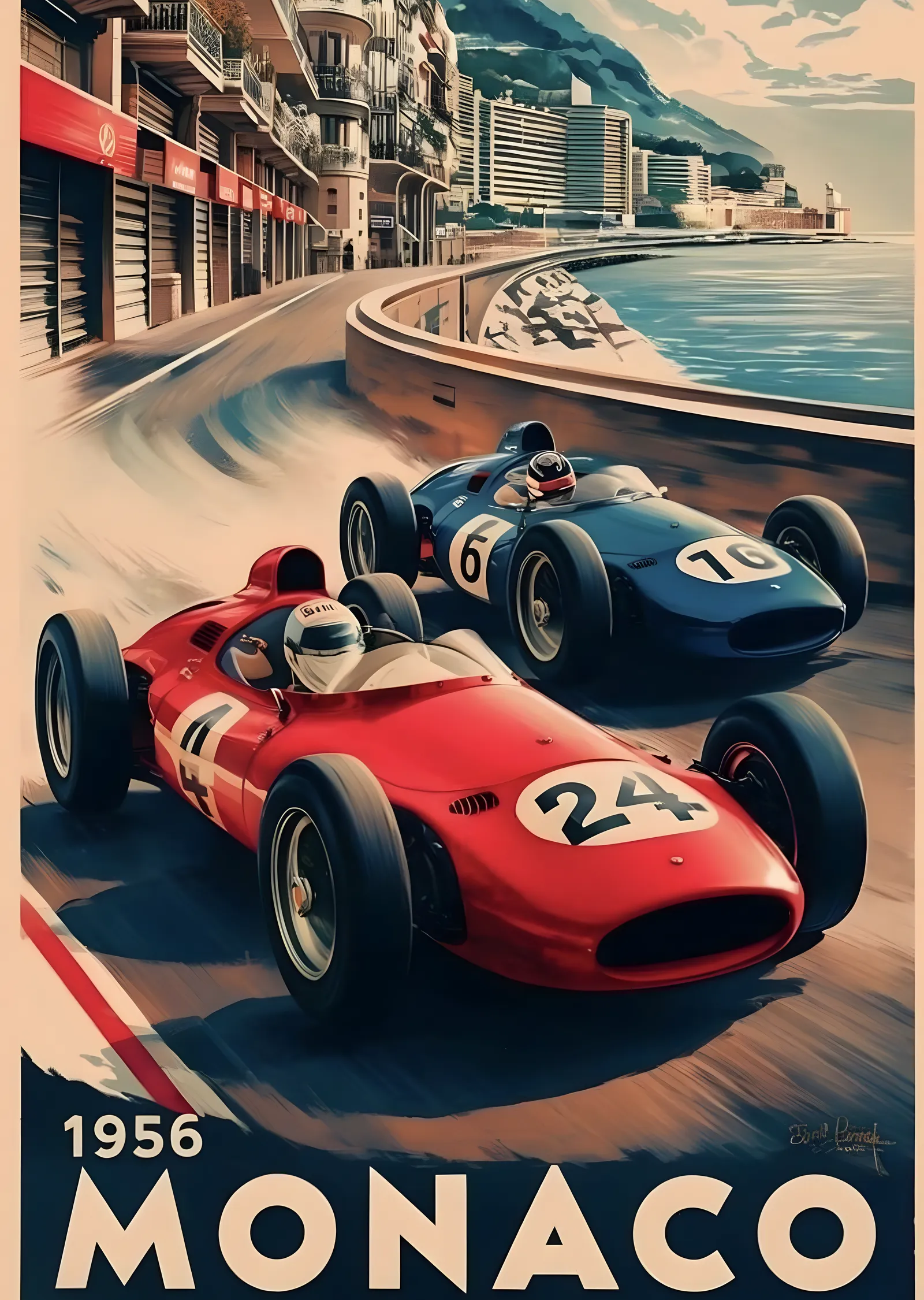 1956 Monaco Grand Prix metal tablo
