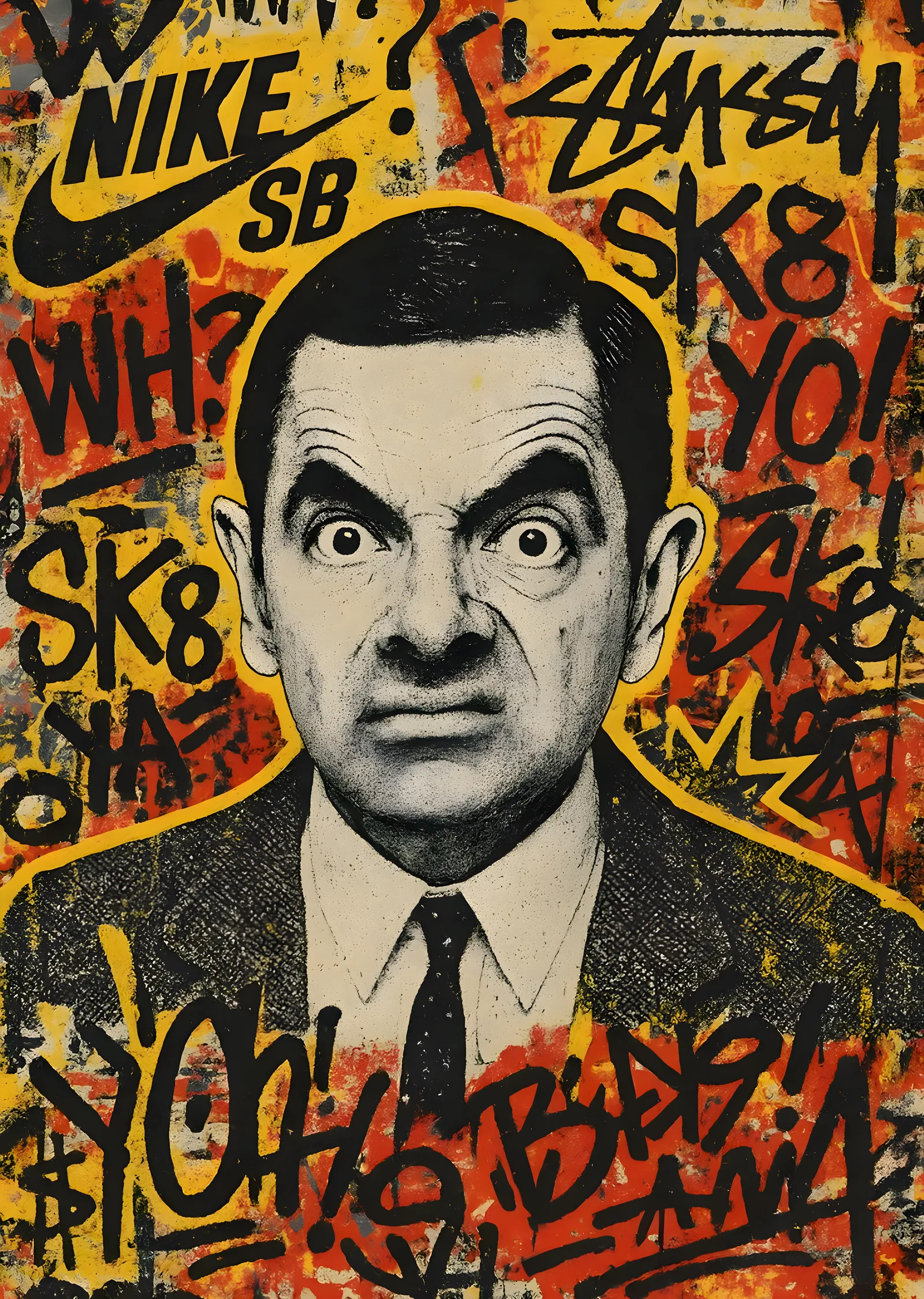 Mr. Bean Grafiti Stili metal tablo