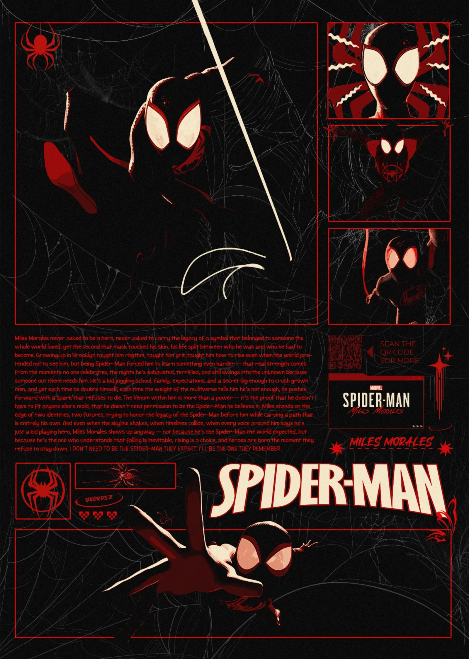 Miles Morales · Kırmızı Ağlar metal tablo