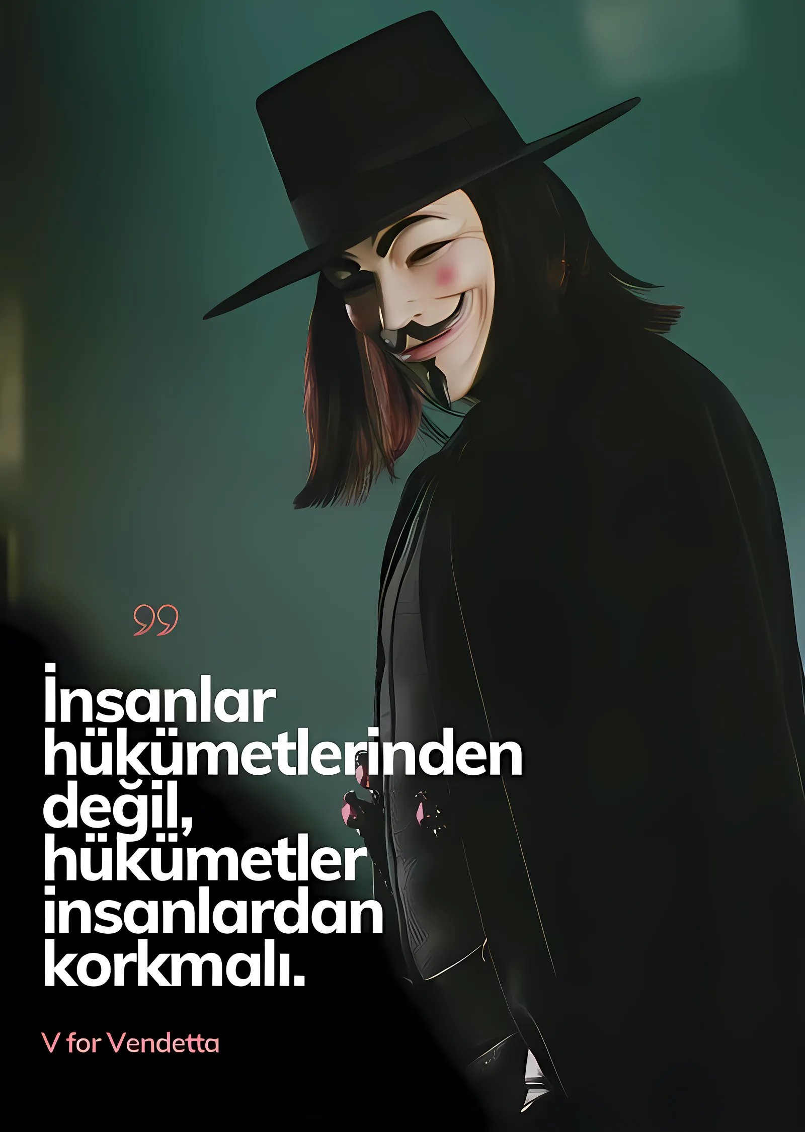 V for Vendetta - Hükümetler İnsanlardan Korkmalı metal tablo