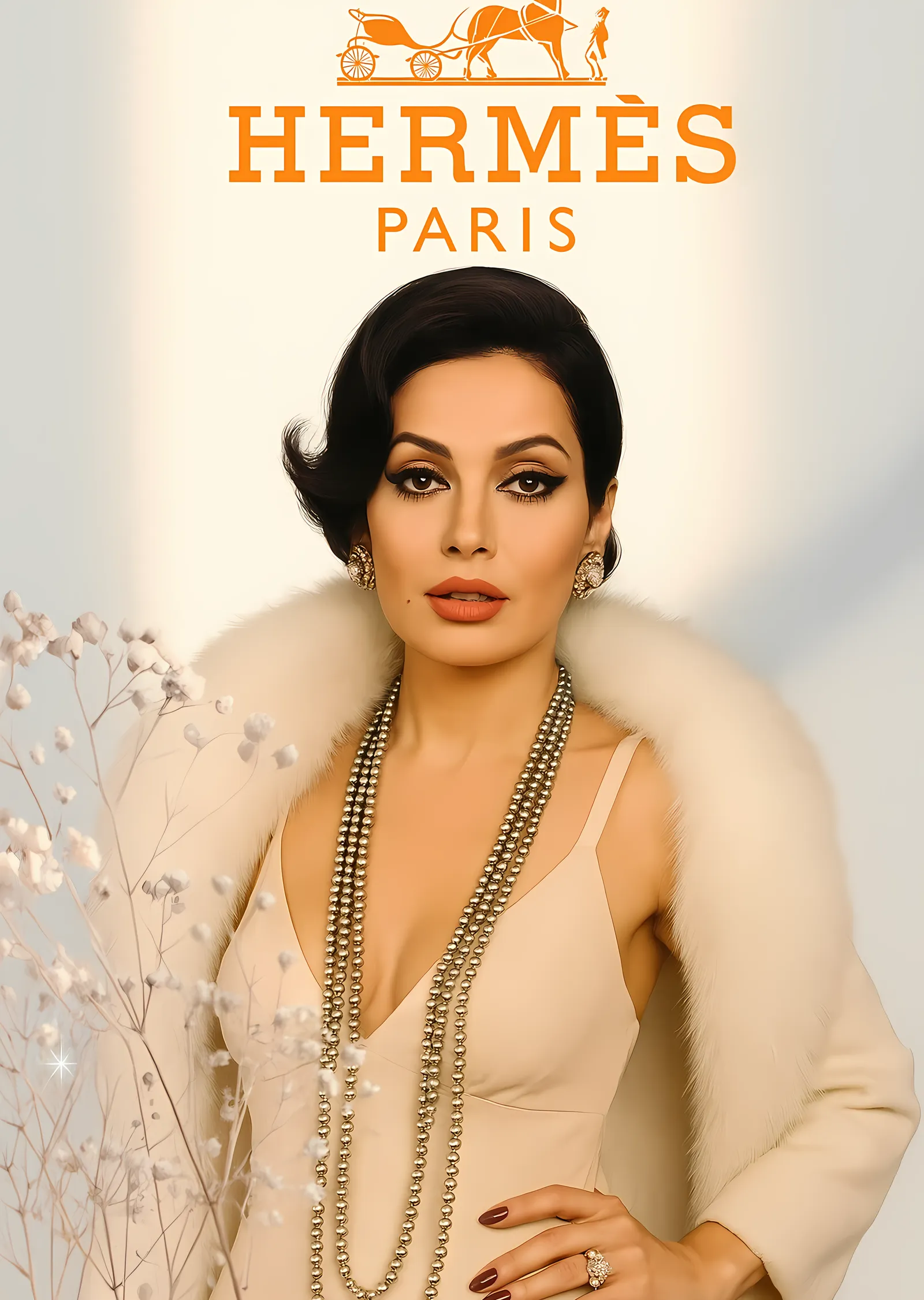 Türkan Şoray - Hermès Paris metal tablo