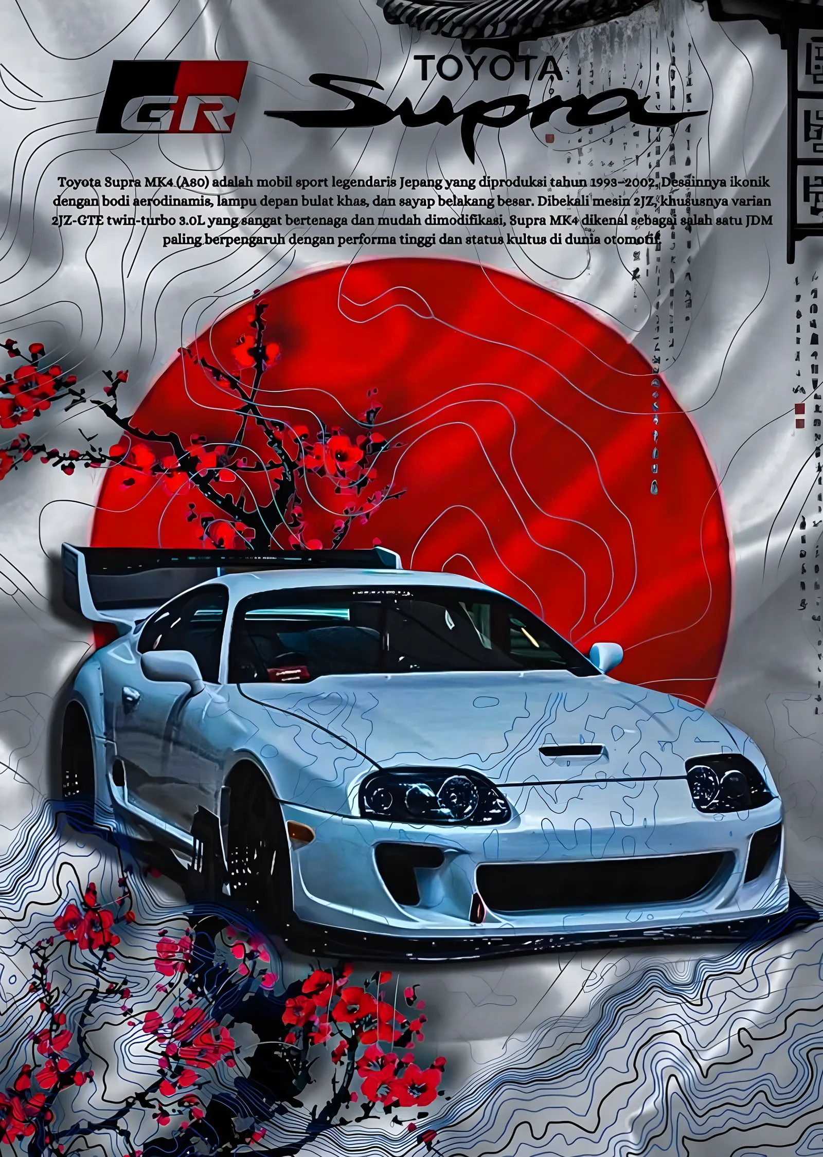 Toyota Supra MK4 - JDM metal tablo