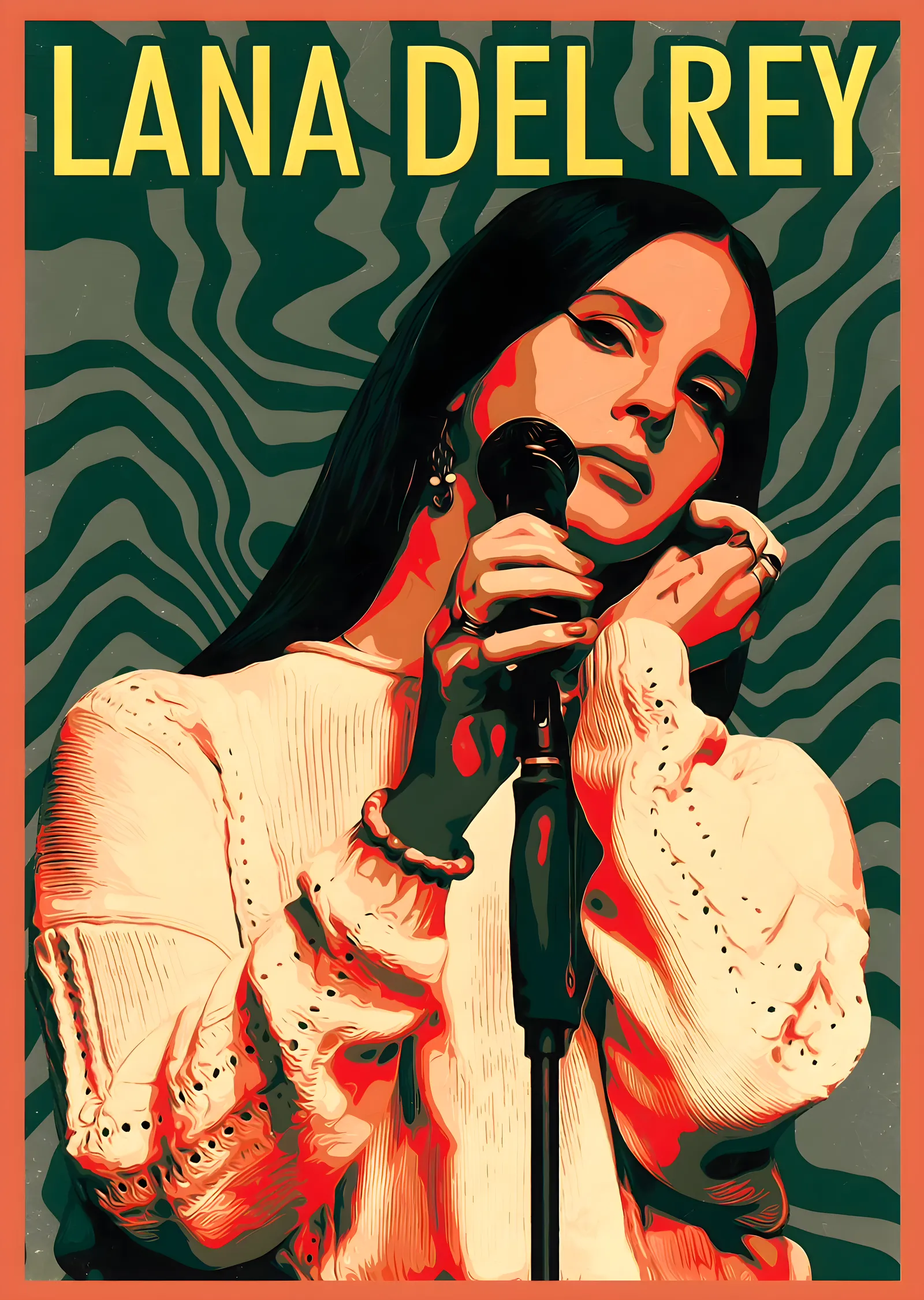 Lana Del Rey: Mikrofonla Portre metal tablo
